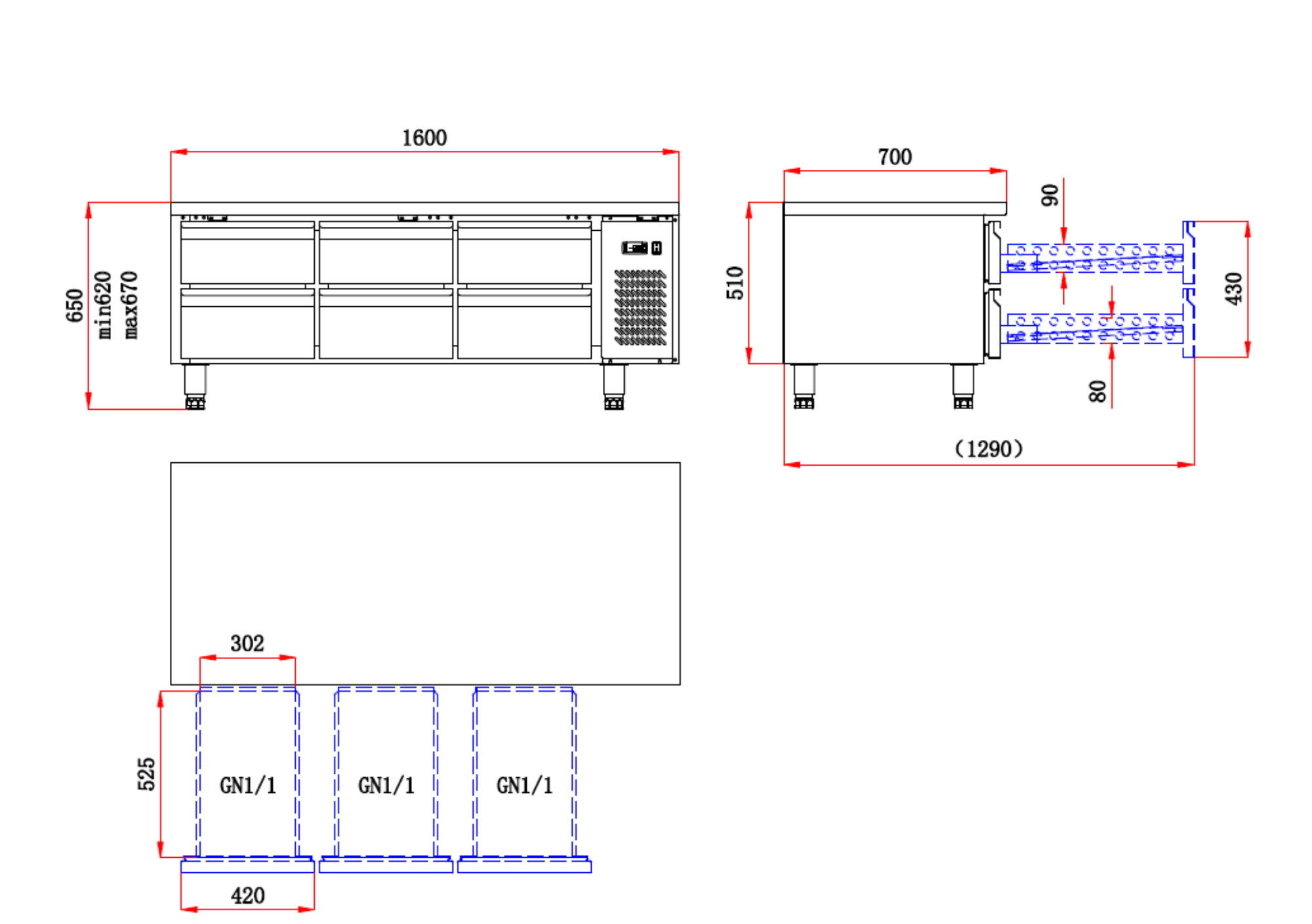 Picture of Combisteel Six-Drawer Refrigerated Counter - 302 L