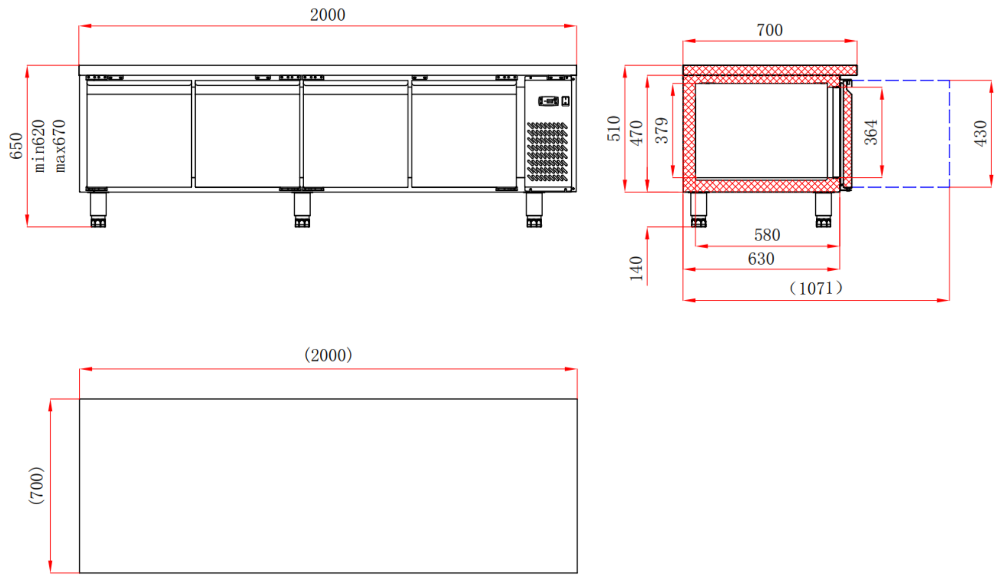 Picture of Combisteel Four-Door Refrigerated Counter - 402 L