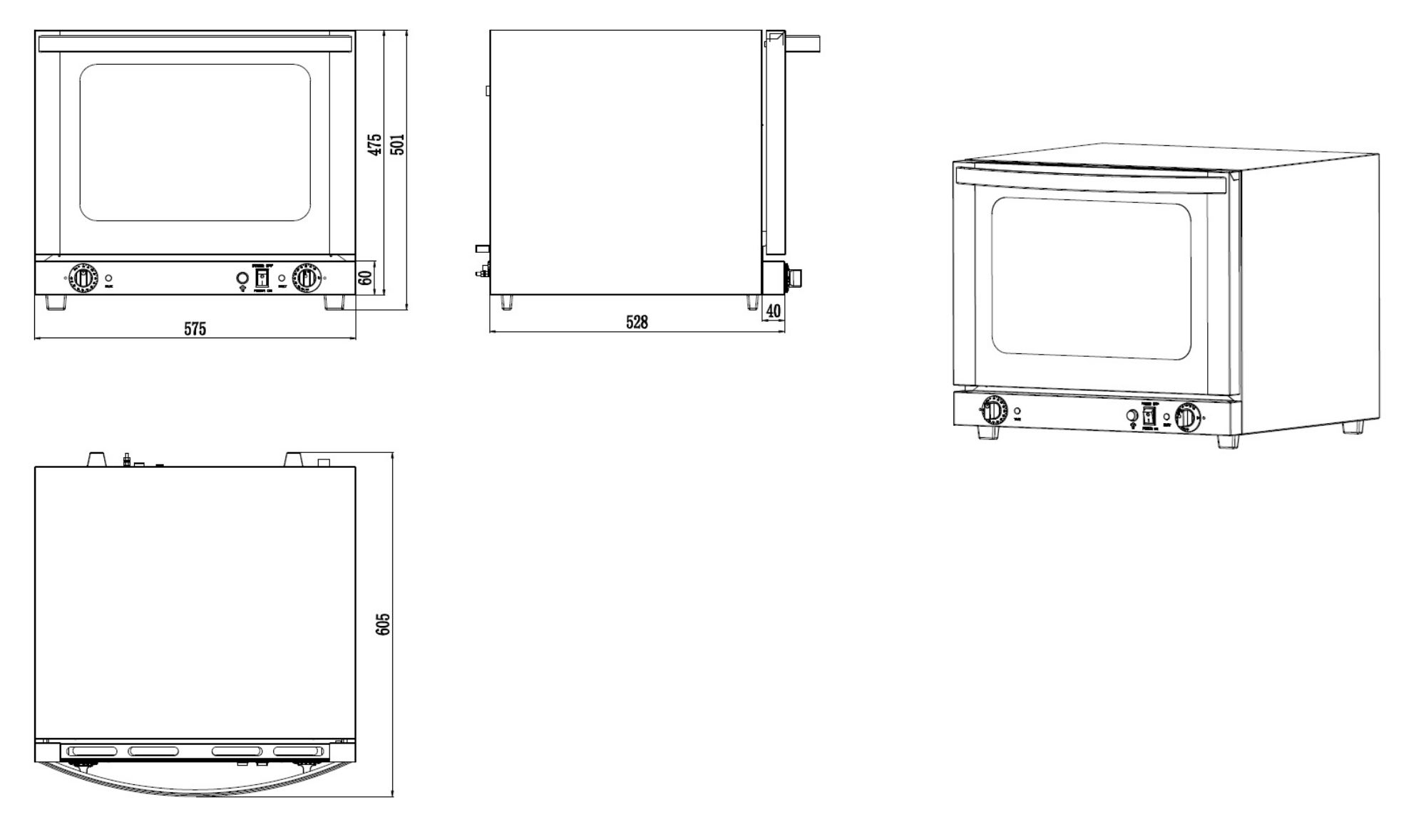 Picture of Combisteel Electric Convection Oven 4 x 430 x 325 mm - 2.9 kW