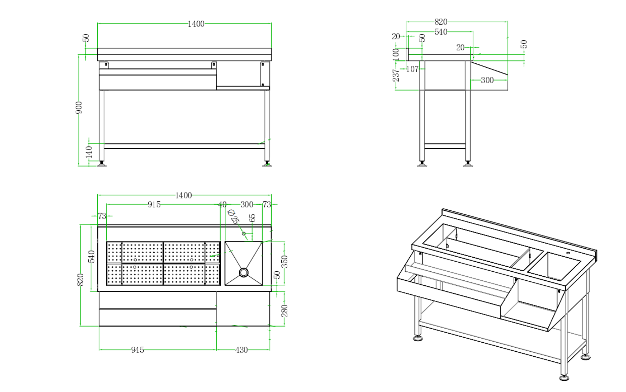 Picture of Combisteel Cocktail Bar Station 1400 - 1400 mm Wide