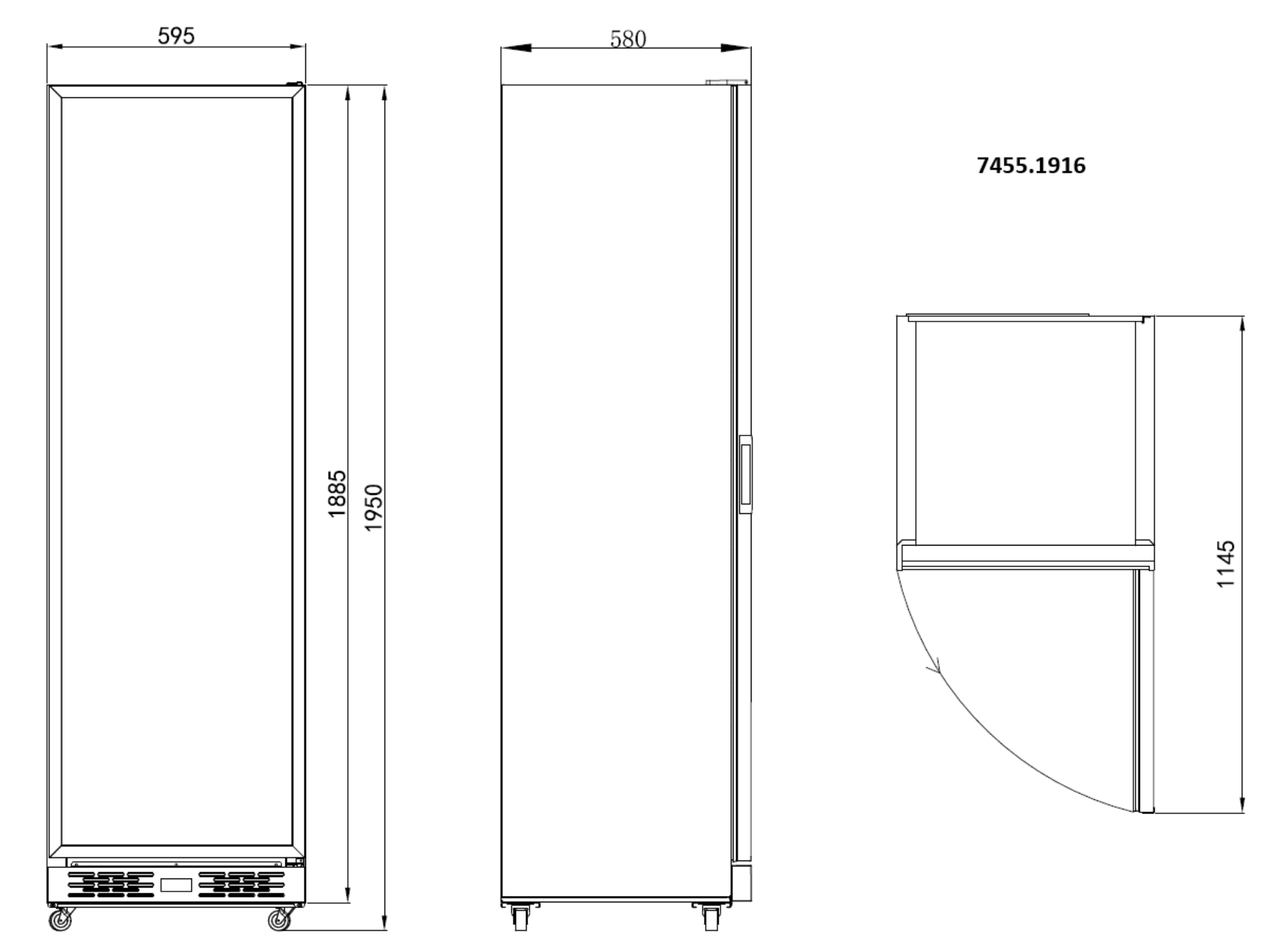 Picture of Combisteel NAP-360 Black Glass-Door Refrigerator - 375 L