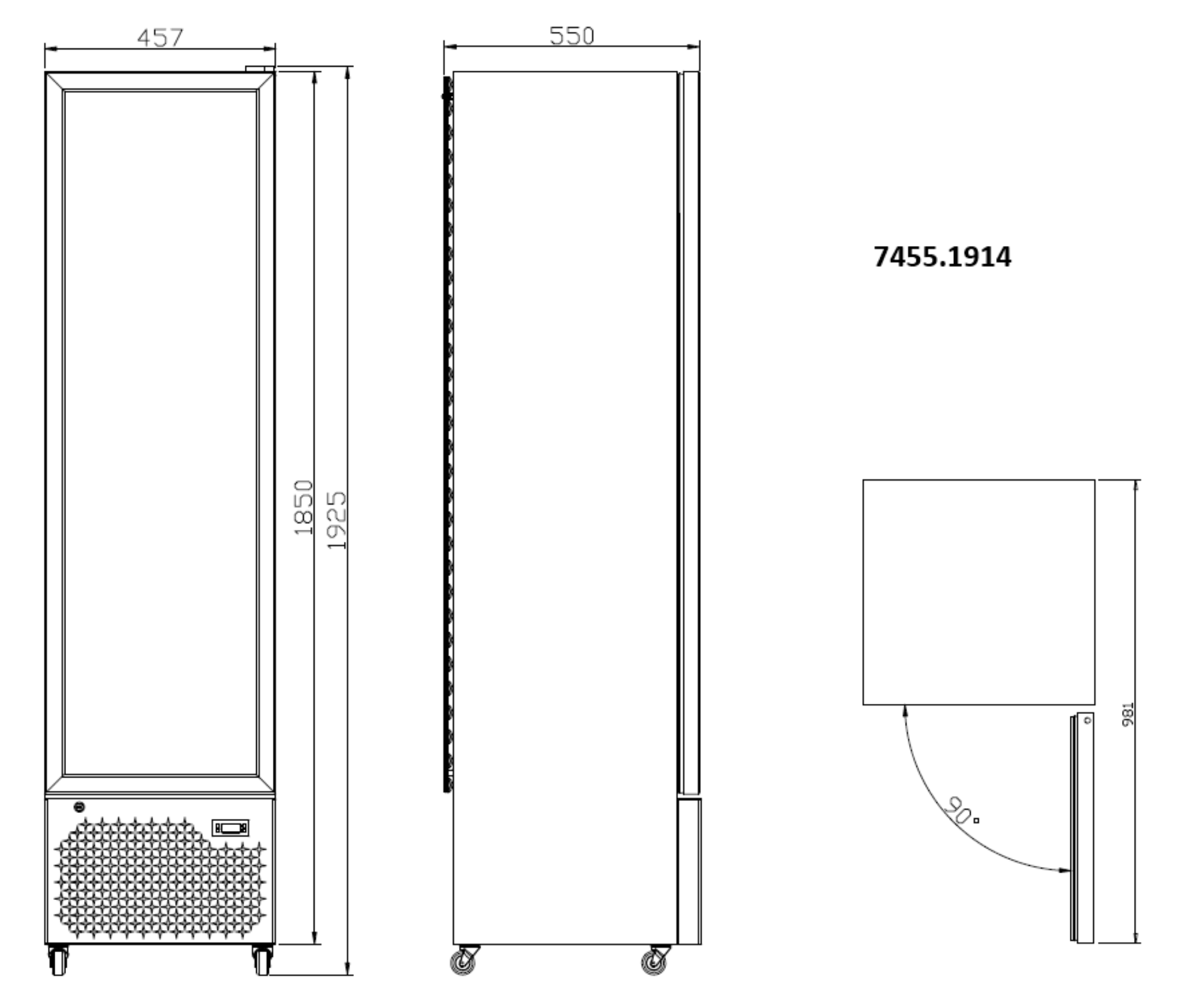 Picture of Combisteel NAP-250 Narrow Black Glass-Door Refrigerator - 217 L
