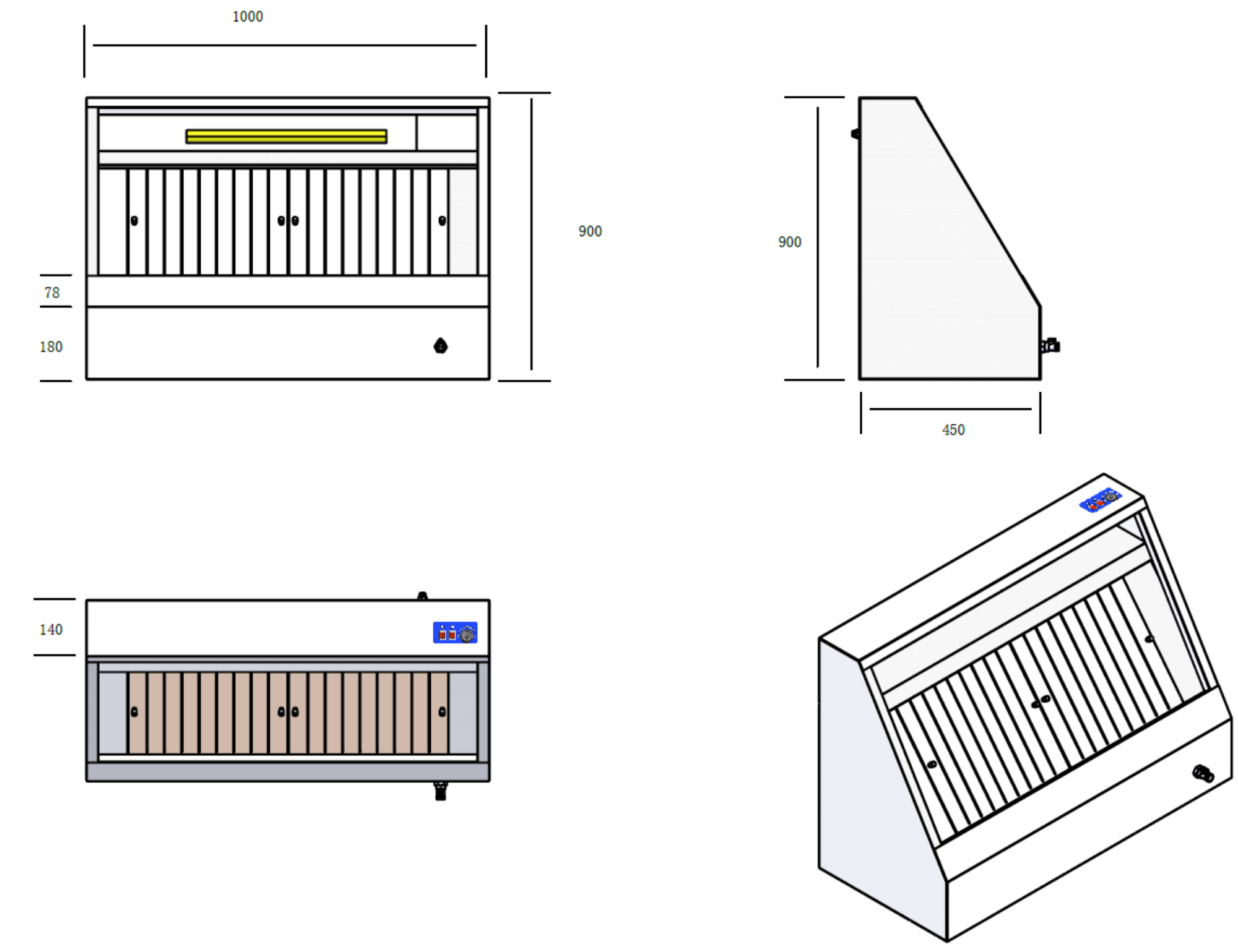 Picture of Combisteel Complete Wall-Mounted Hood - 1000 mm, 2000 m3/h