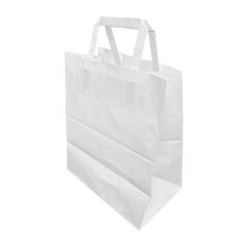 Picture of Fiesta Recyclable Flat Handle White Paper Bags Large (250 Pack)