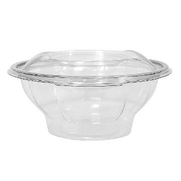 Picture of NEW 375cc rPET Round hinged salad container (8x50)