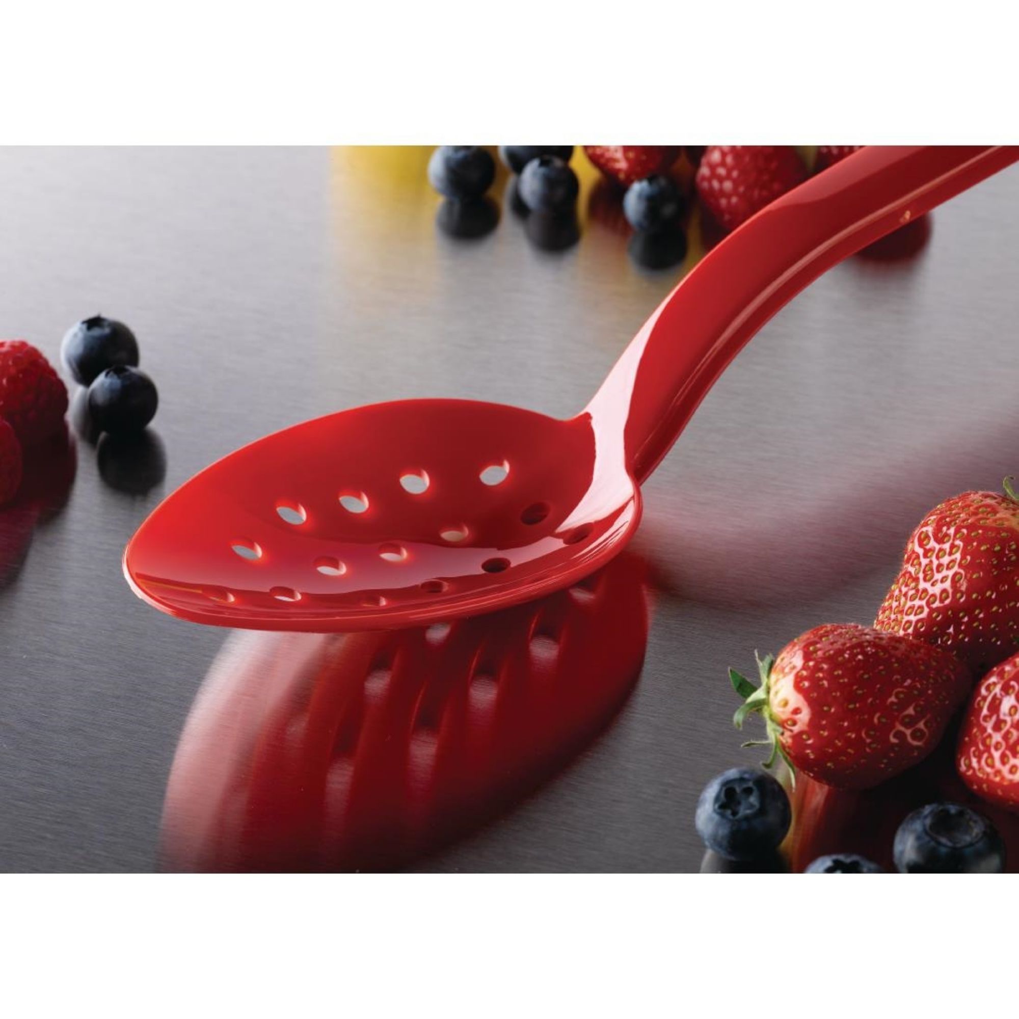 Picture of Matfer Bourgeat Exoglass Perforated Serving Spoon Red 13"