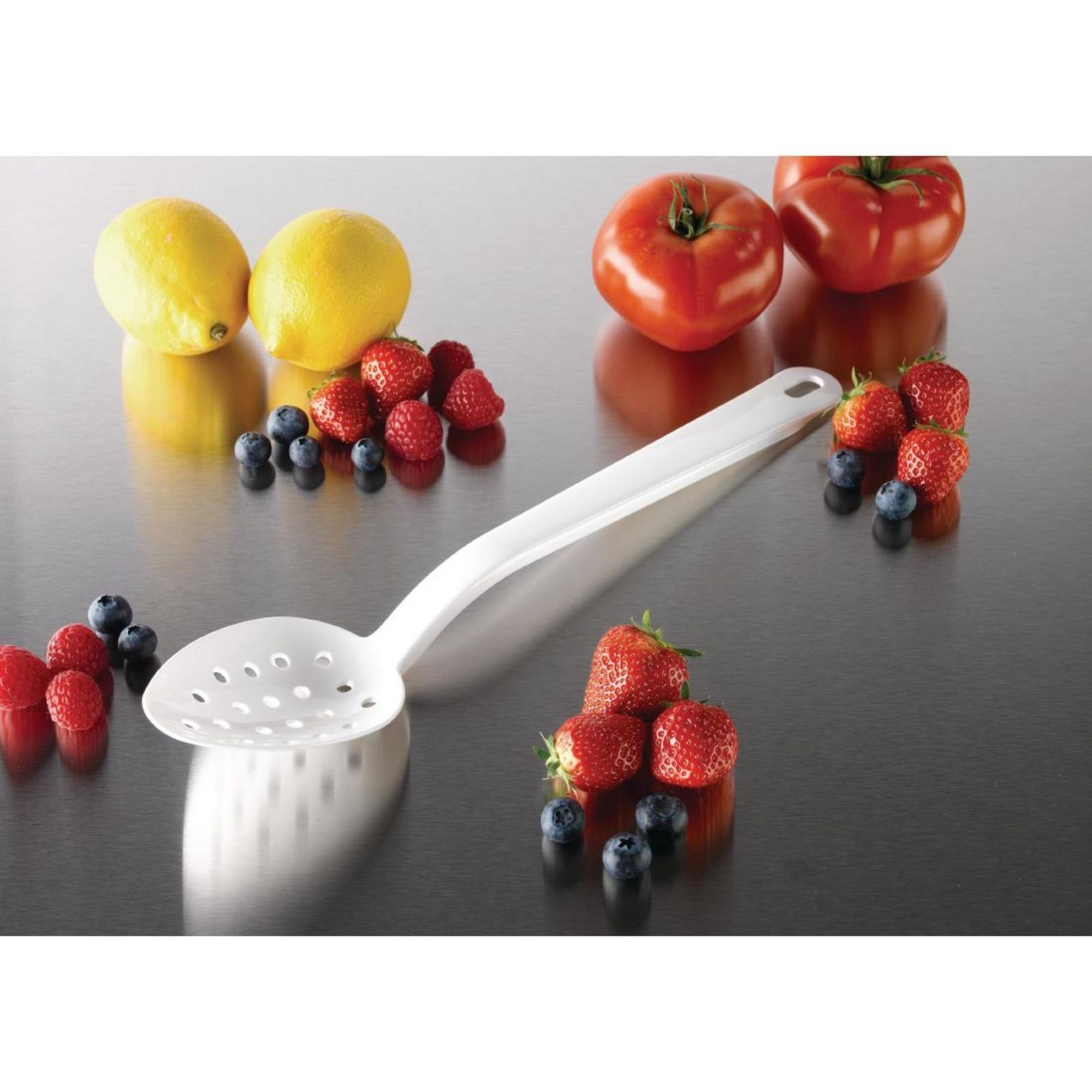 Picture of Matfer Bourgeat Exoglass Perforated Serving Spoon White 13"
