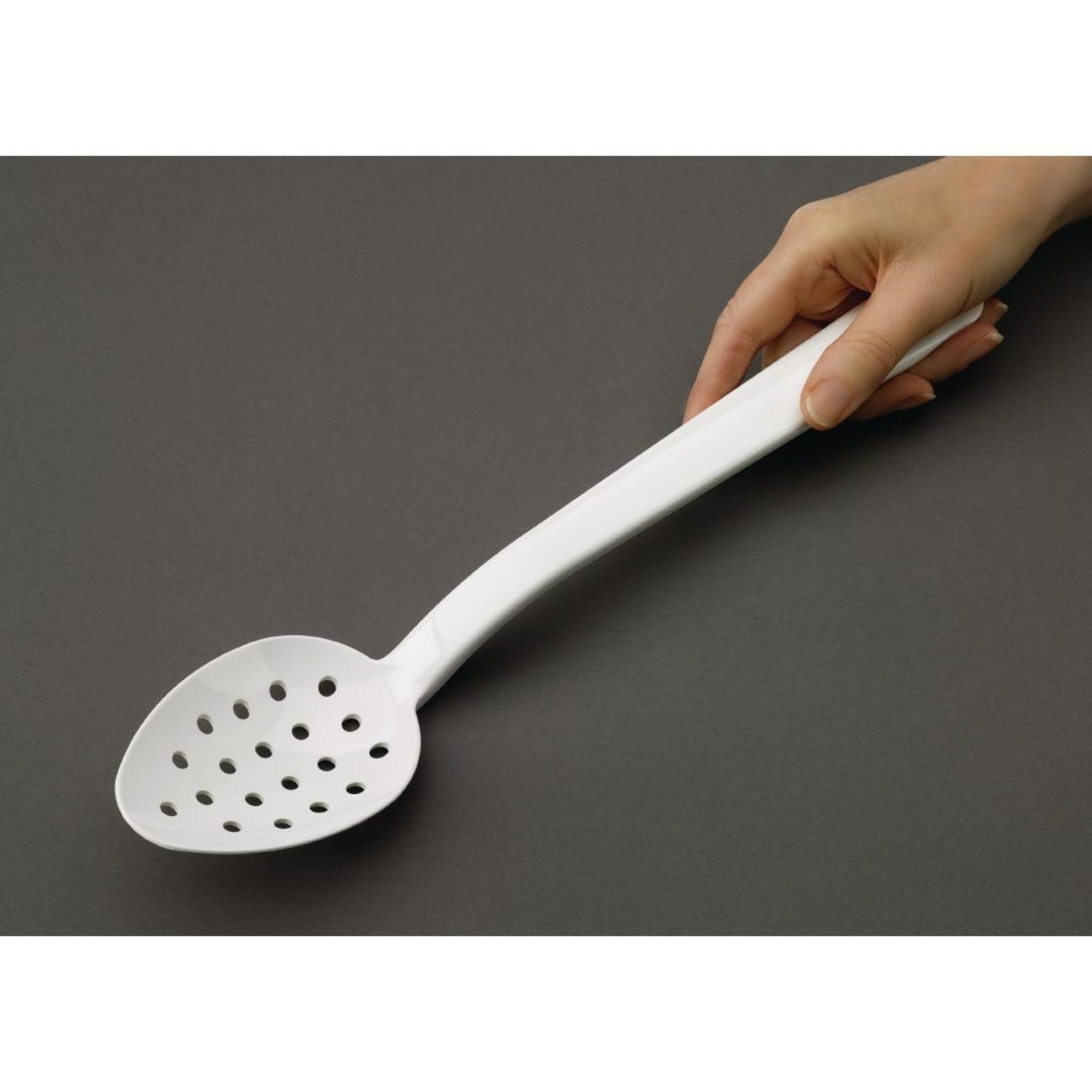 Picture of Matfer Bourgeat Exoglass Perforated Serving Spoon White 13"