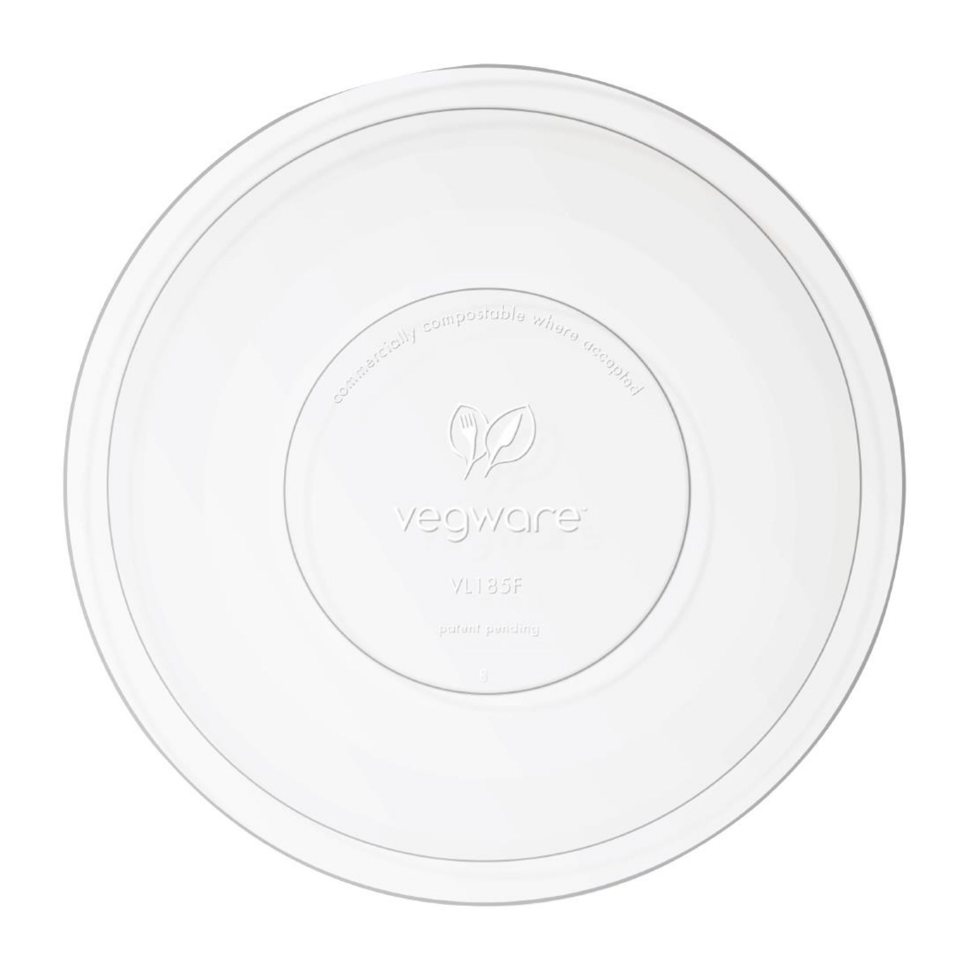 Picture of Vegware 185-Series Compostable Bon Appetit Wide Bowl PLA Flat Lid (300 Pack)