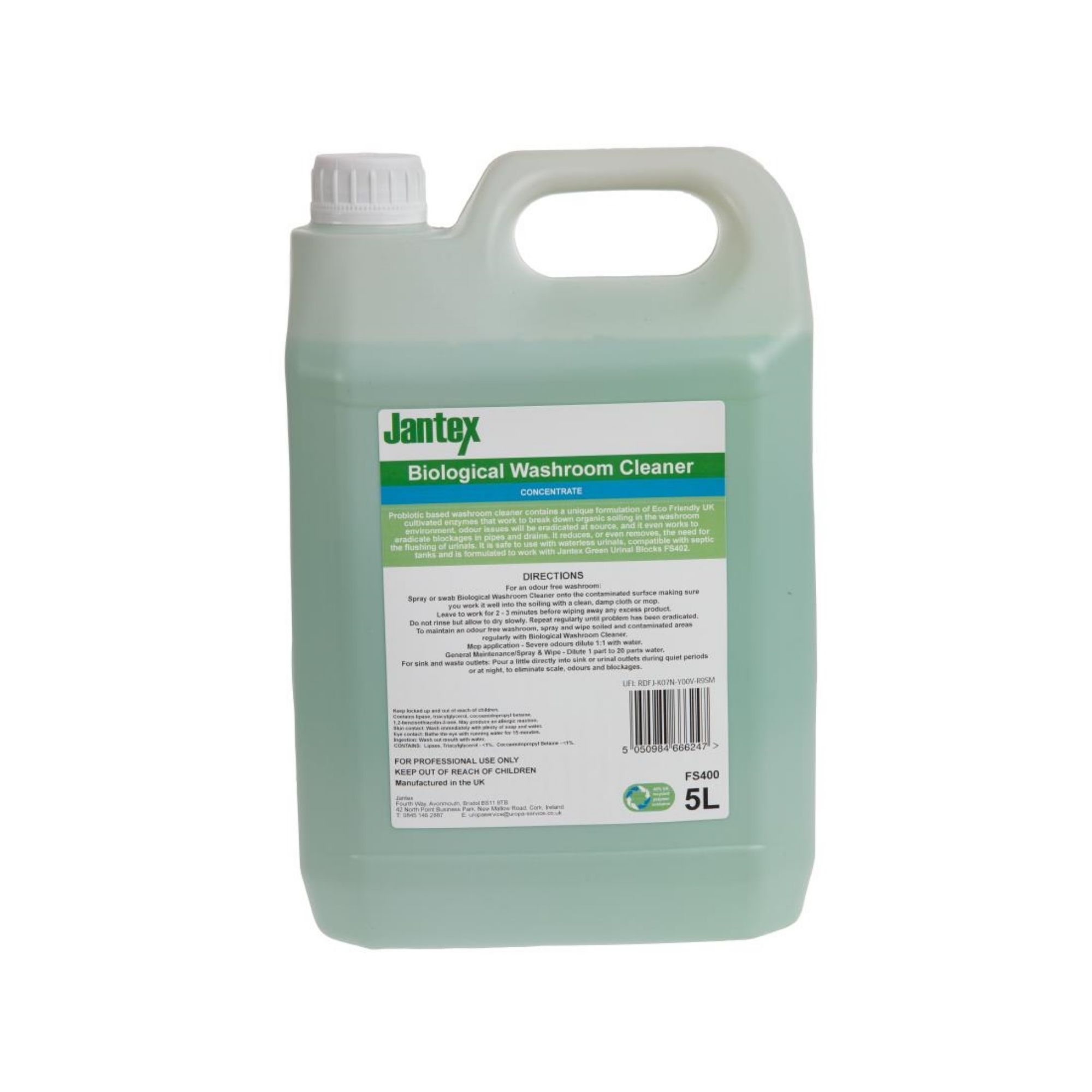 Picture of Jantex Green Biological Washroom Cleaner Concentrate 5Ltr