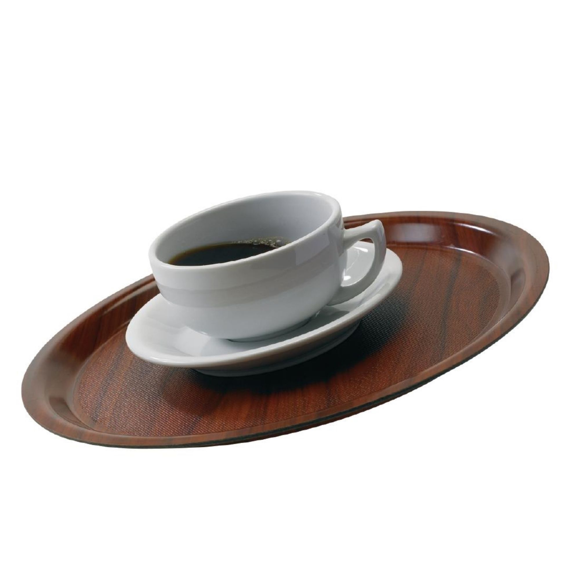 Picture of Cambro Mykonos Laminate Round Canteen Tray Walnut 380mm (24 Pack)