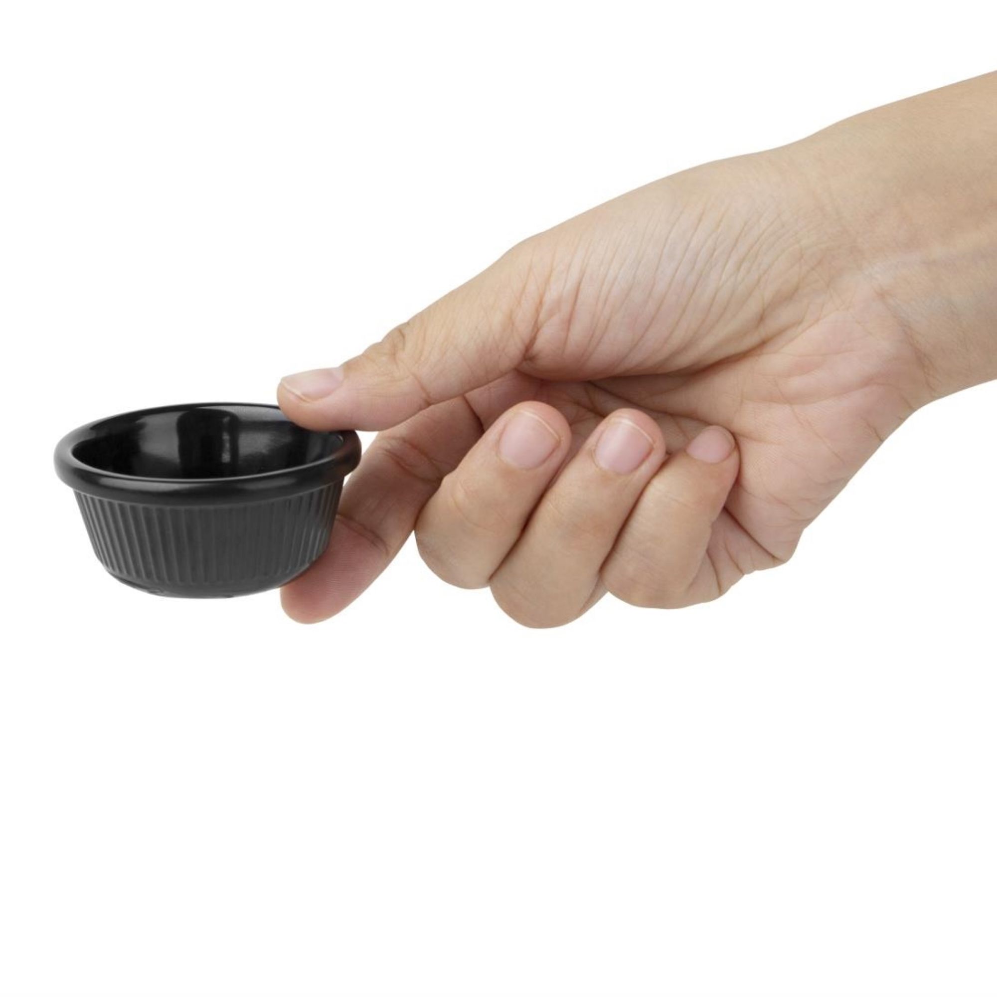 Picture of Olympia Kristallon Melamine Fluted Ramekins Black 57mm (12 Pack)