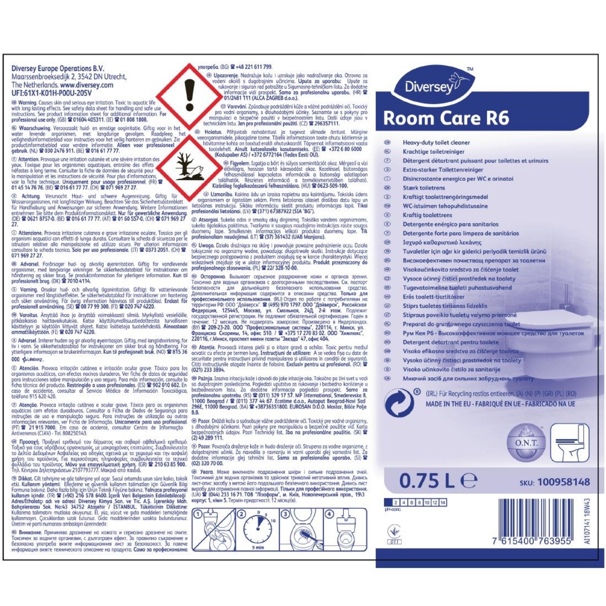 Picture of Room Care R6 Heavy-Duty Toilet Cleaner Ready To Use 750ml