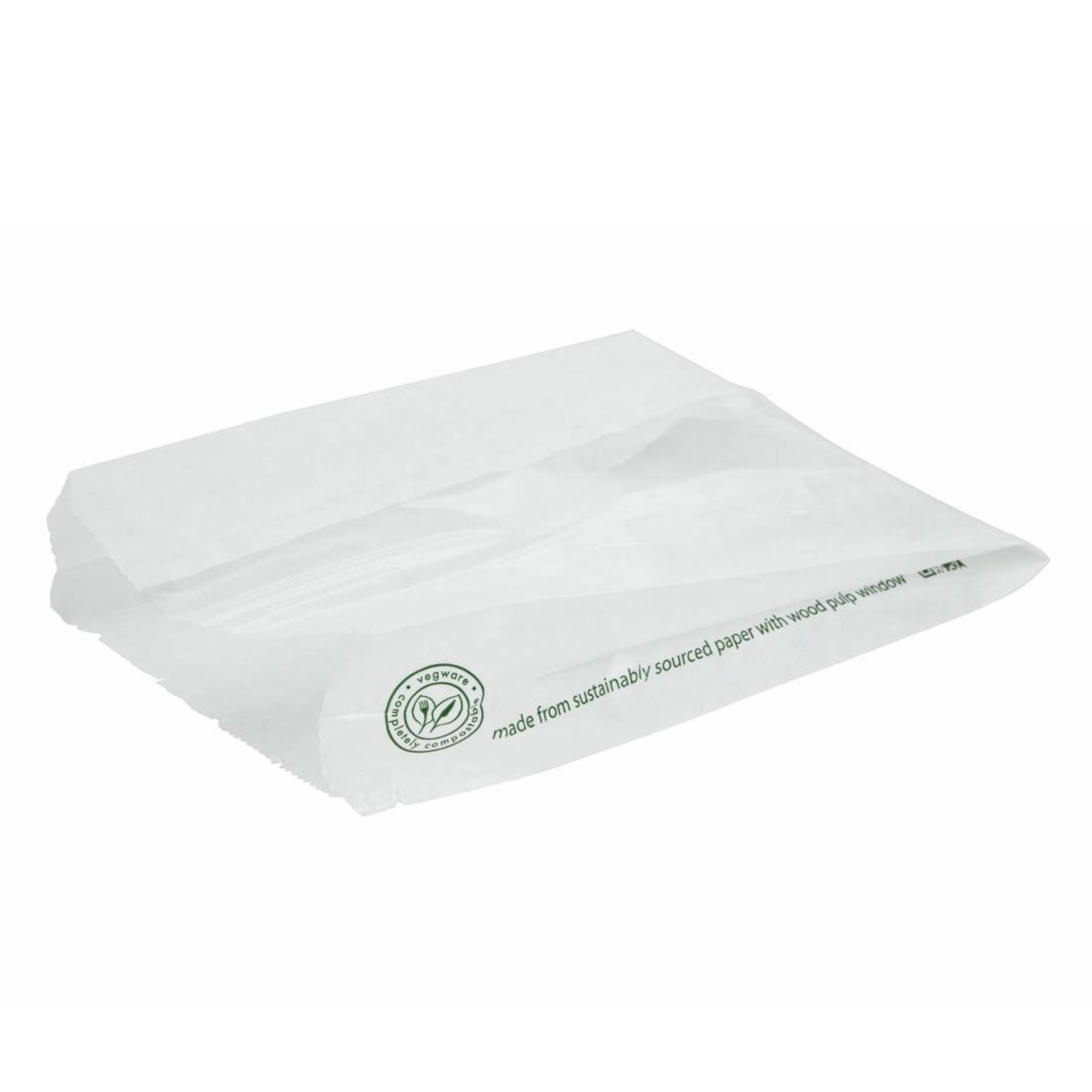 Picture of Vegware Compostable Glassine Hot Food Bags With NatureFlex Window Large ( 500 Pack)