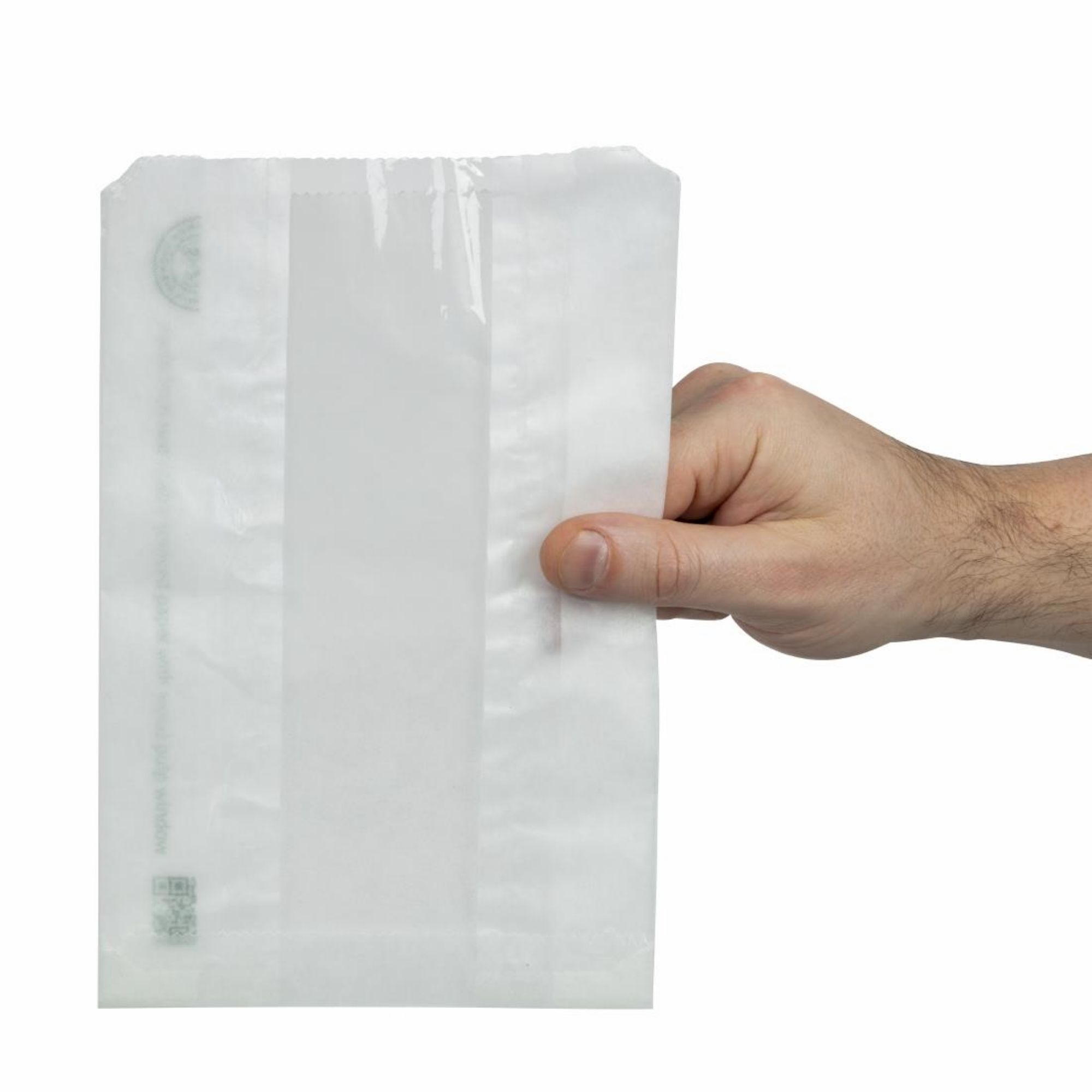 Picture of Vegware Compostable Glassine Hot Food Bags With NatureFlex Window Large ( 500 Pack)