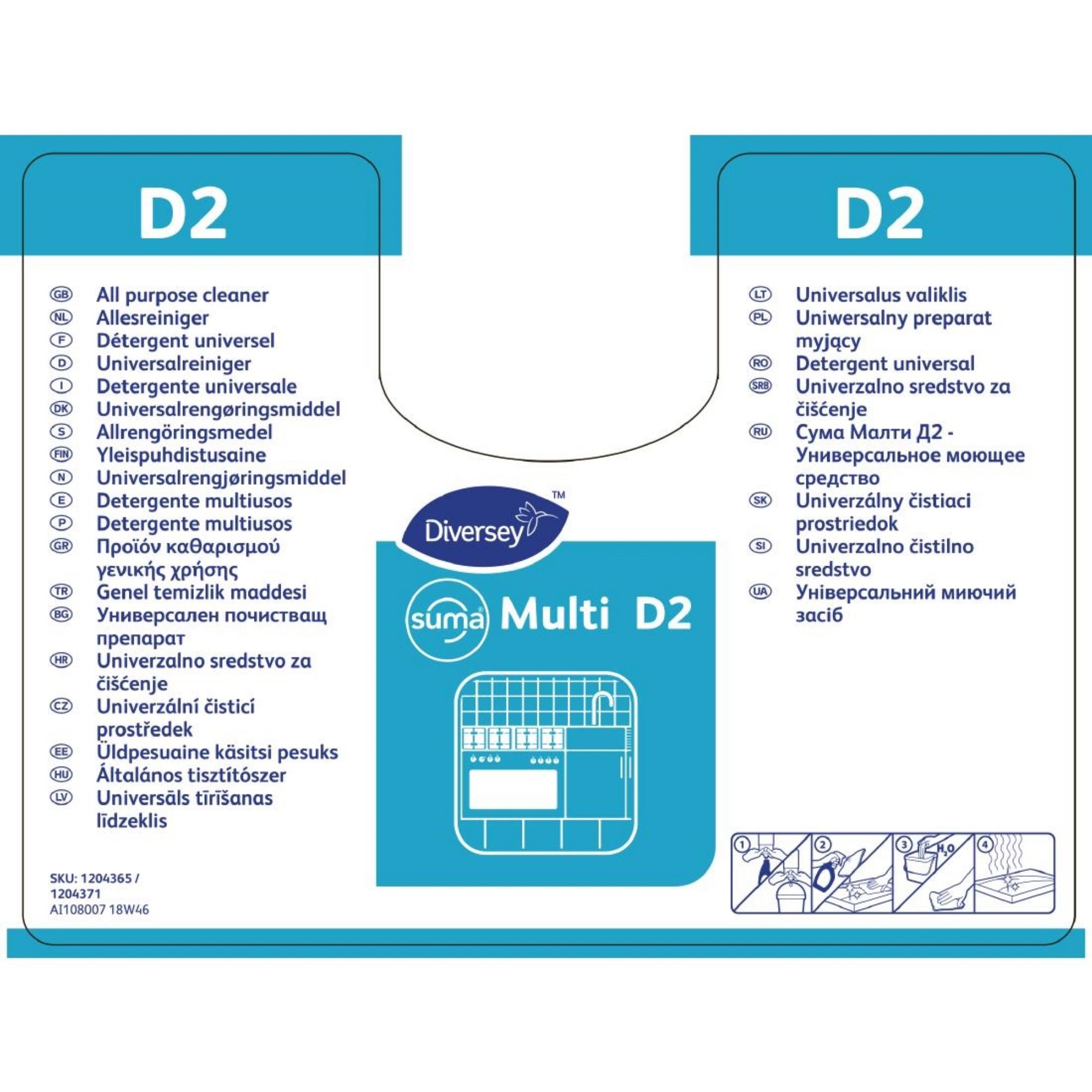 Picture of Suma D2 Multi-Purpose Cleaner Refill Bottles 750ml (2 Pack)