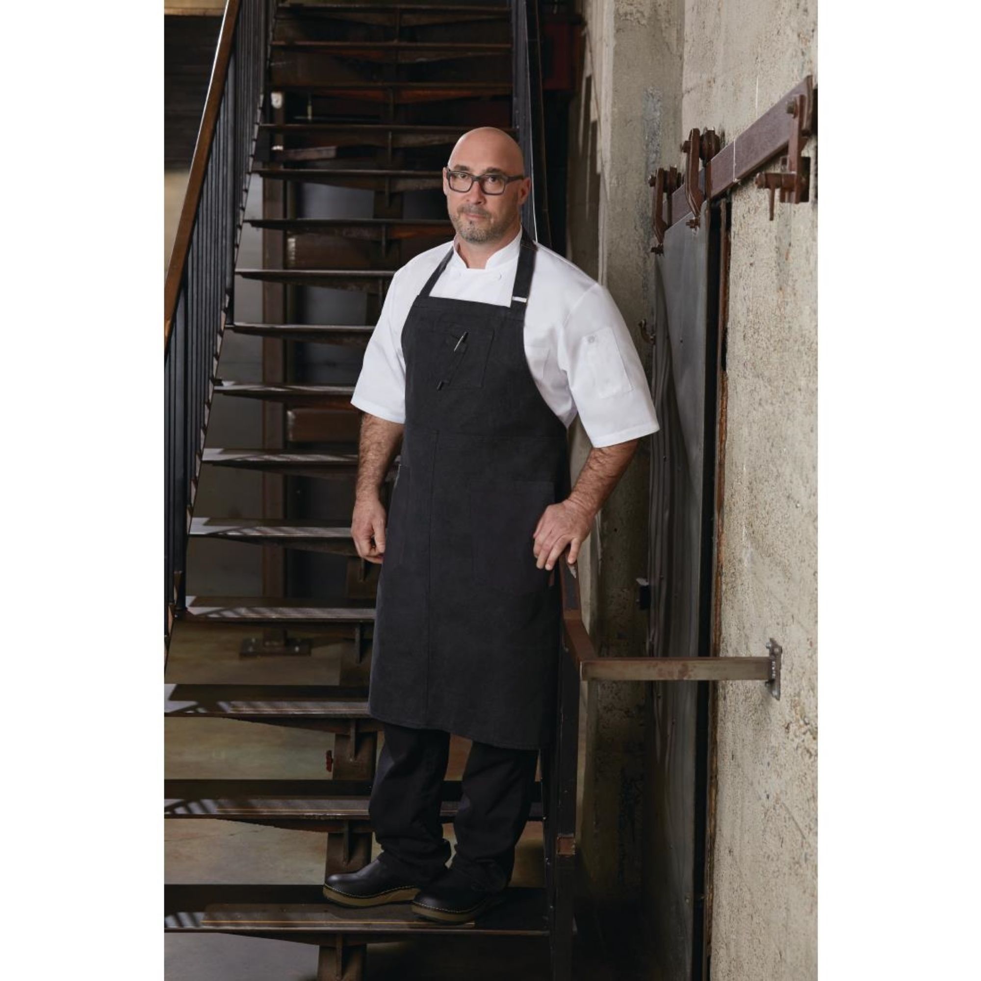 Picture of Chef Works Urban Rockford Wide Bib Apron Steel Grey