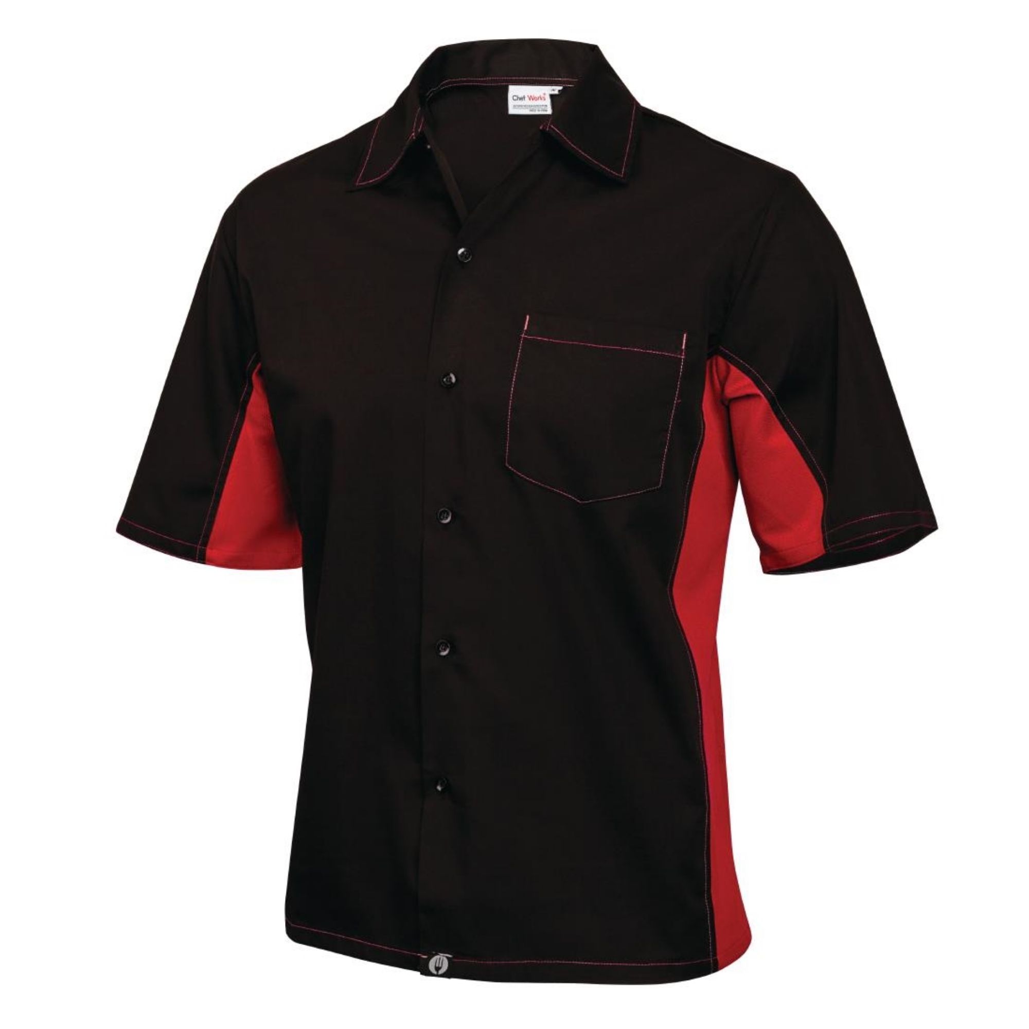 Picture of Chef Works Unisex Contrast Shirt Black & Red XS