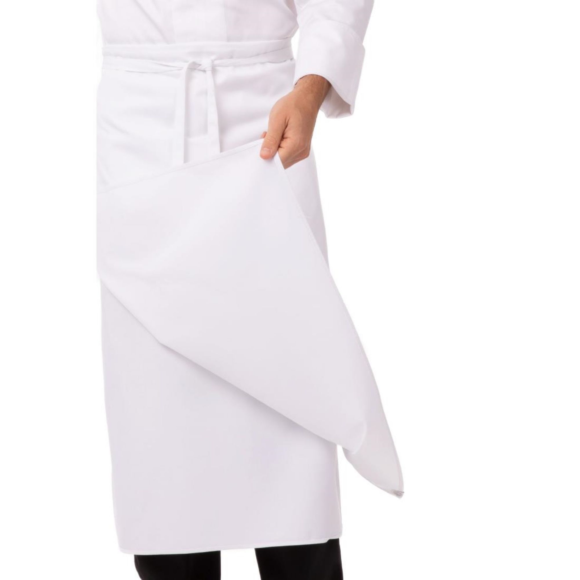 Picture of Chef Works 4-Way Long Waist Apron White