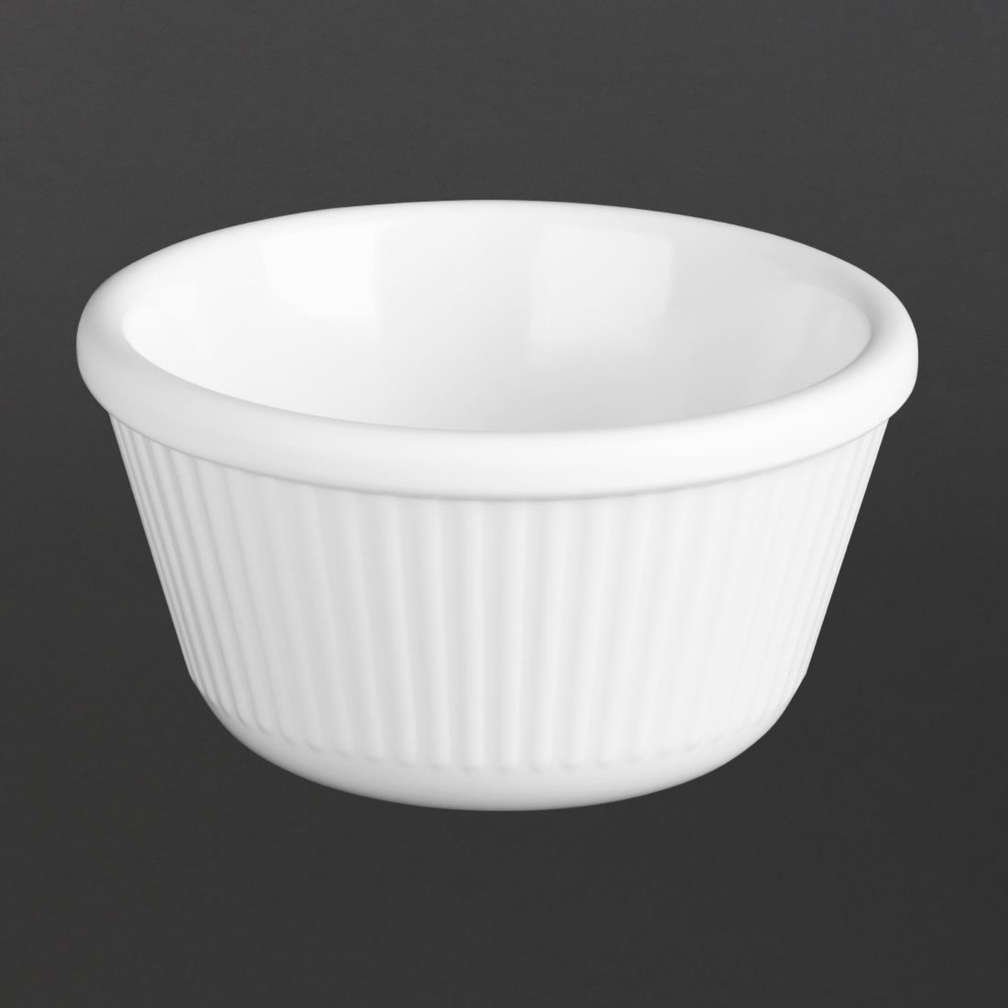 Picture of Olympia Kristallon Melamine Fluted Ramekins White 89mm (12 Pack)