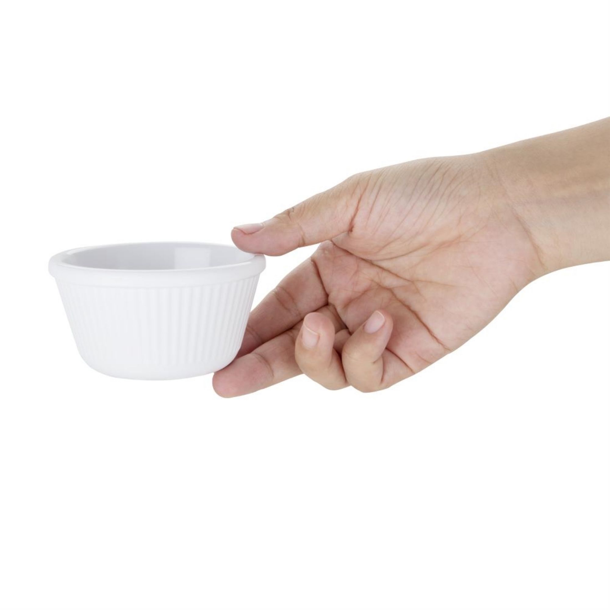 Picture of Olympia Kristallon Melamine Fluted Ramekins White 89mm (12 Pack)
