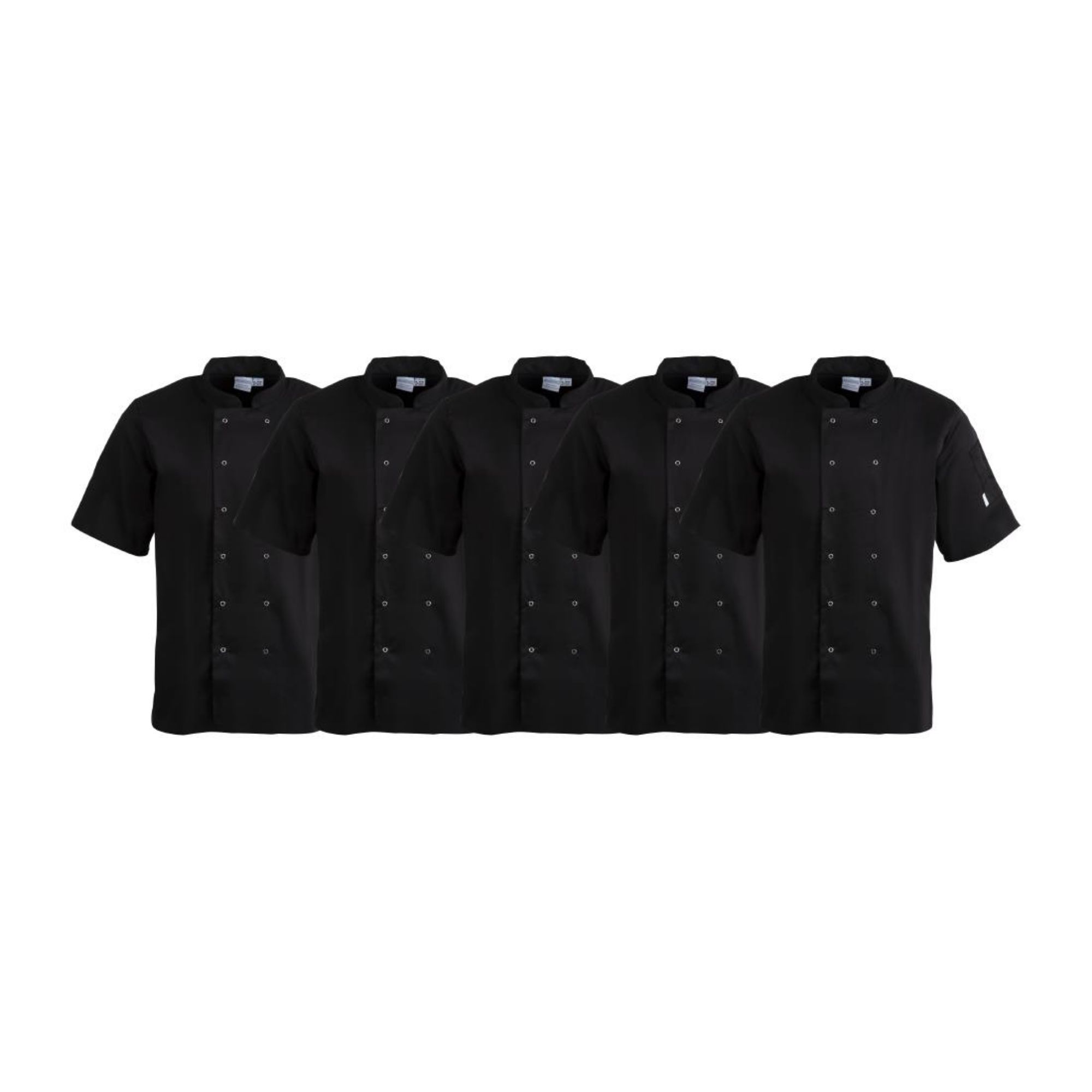Picture of Whites Vegas Unisex Chef Jackets Short Sleeve Black M (5 Pack)