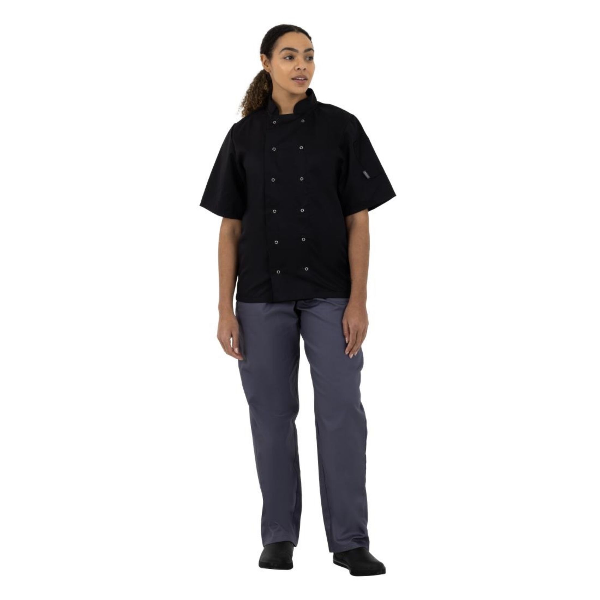 Picture of Whites Vegas Unisex Chef Jackets Short Sleeve Black S (5 Pack)