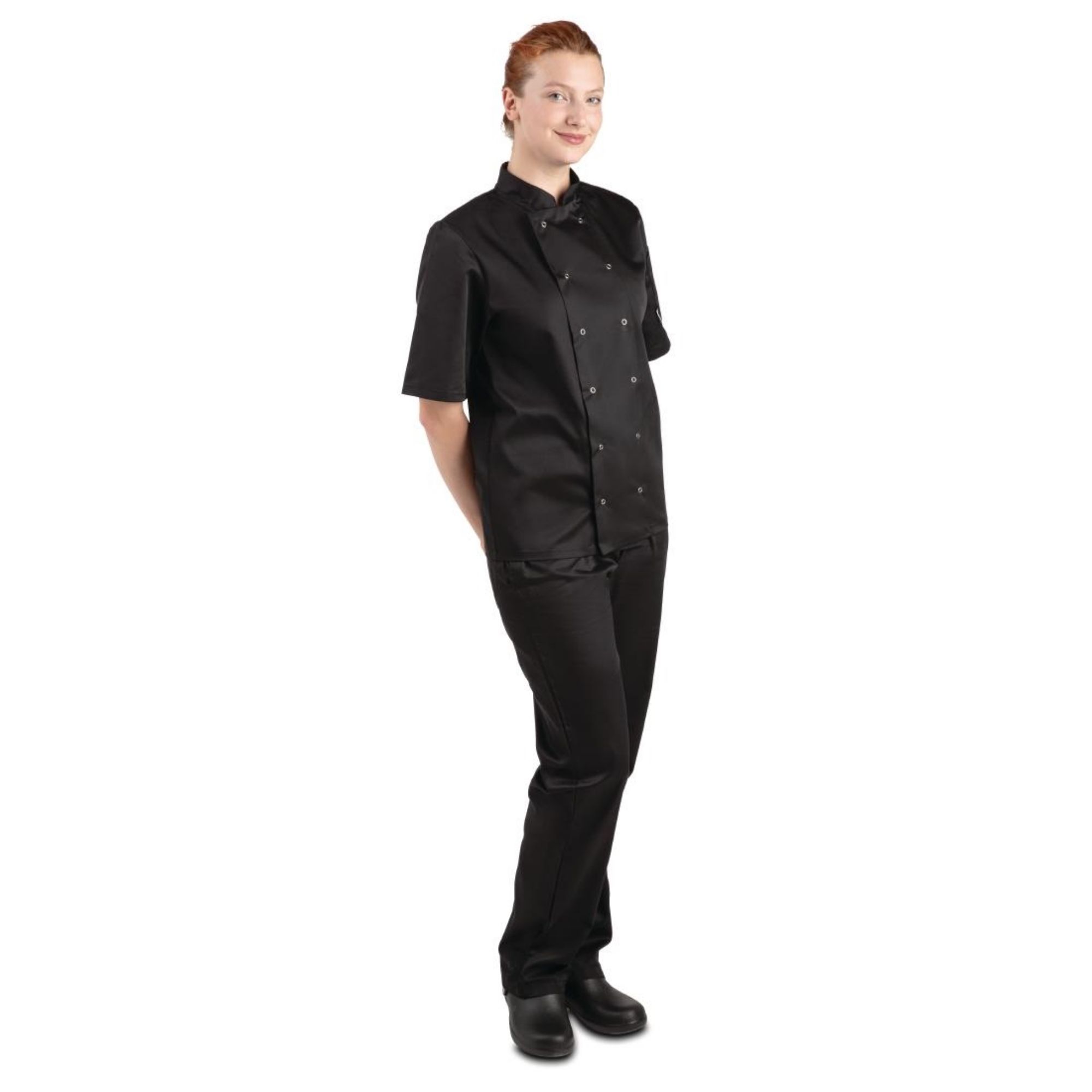 Picture of Whites Vegas Unisex Chef Jackets Short Sleeve Black S (5 Pack)