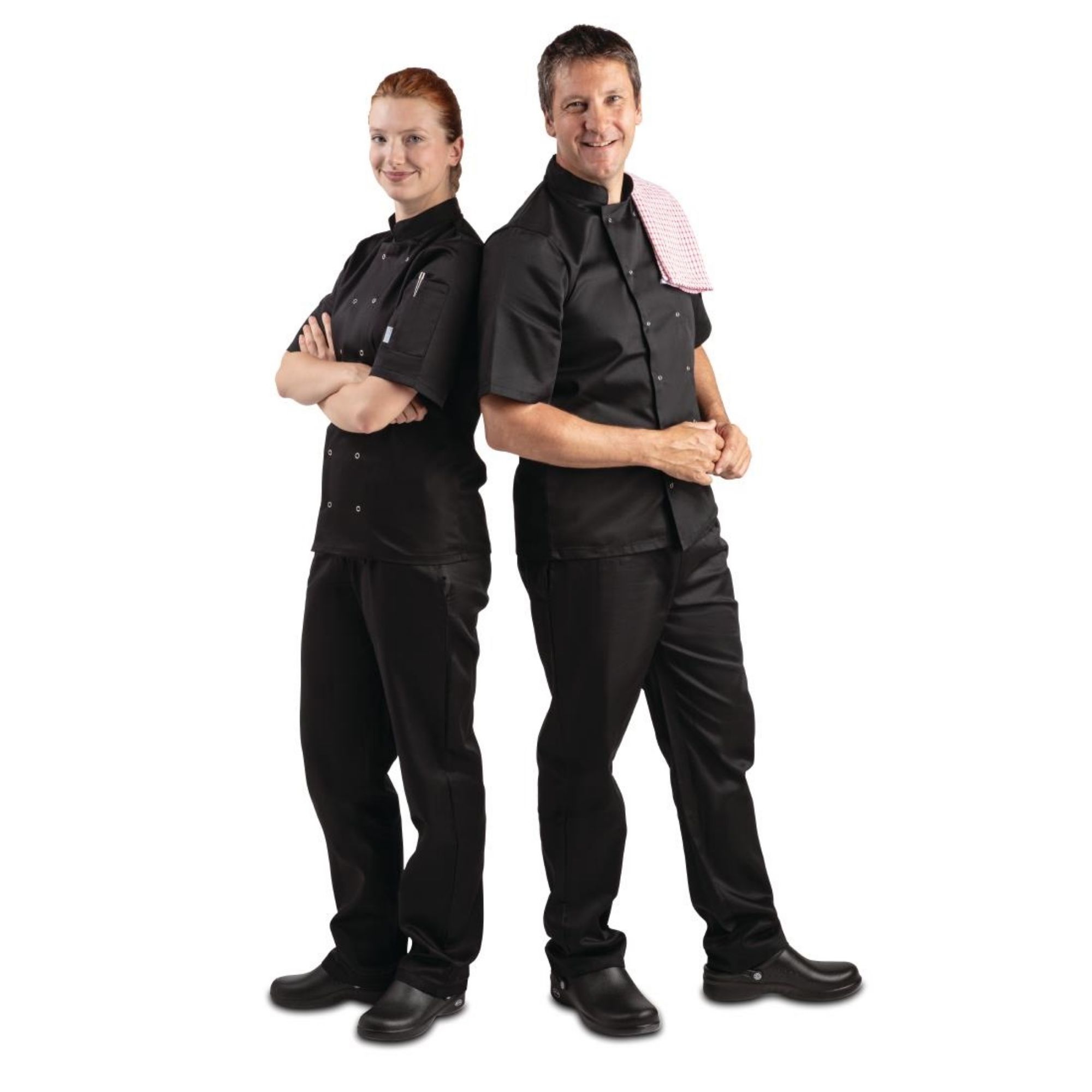 Picture of Whites Vegas Unisex Chef Jackets Short Sleeve Black M (5 Pack)