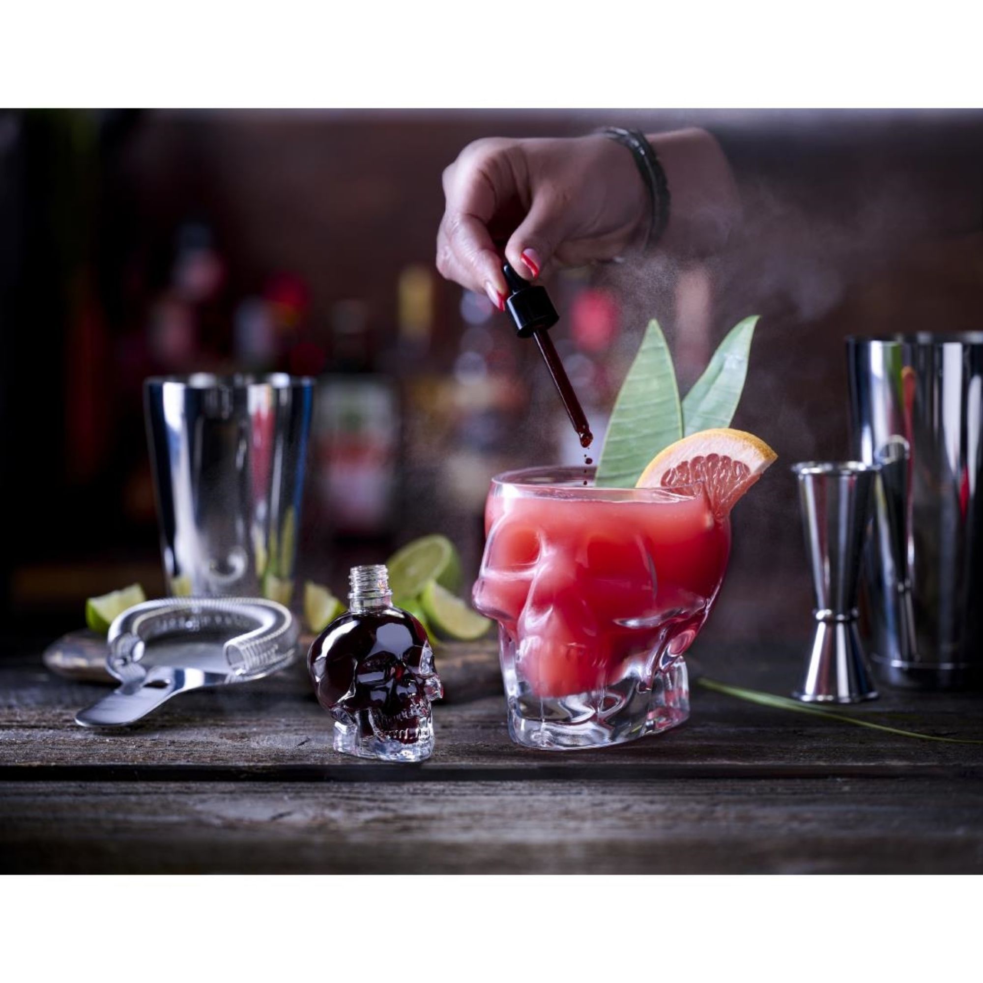 Picture of Skull Glass Bitter Bottle with dropper - 60ml (B2B)