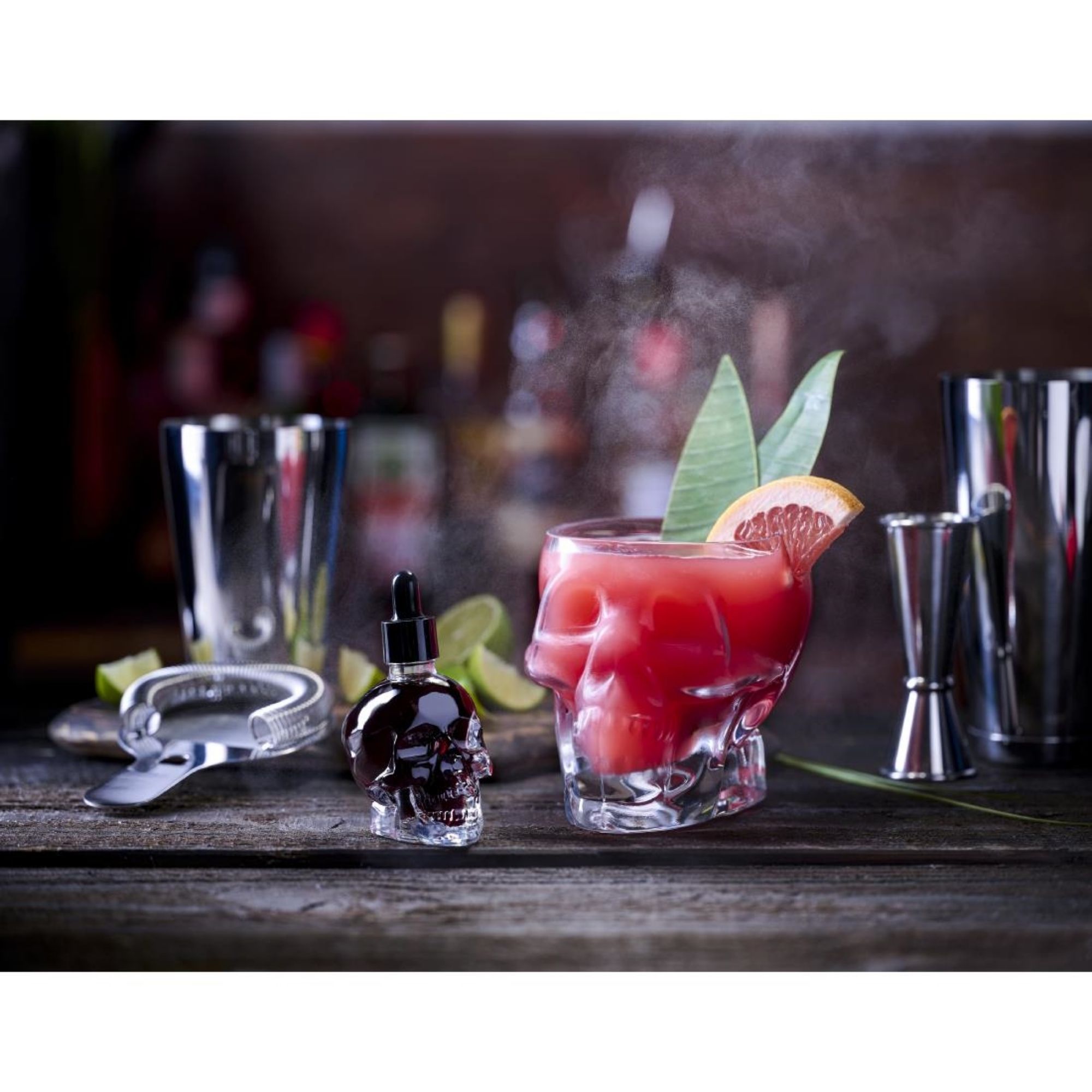 Picture of Skull Glass Bitter Bottle with dropper - 60ml (B2B)
