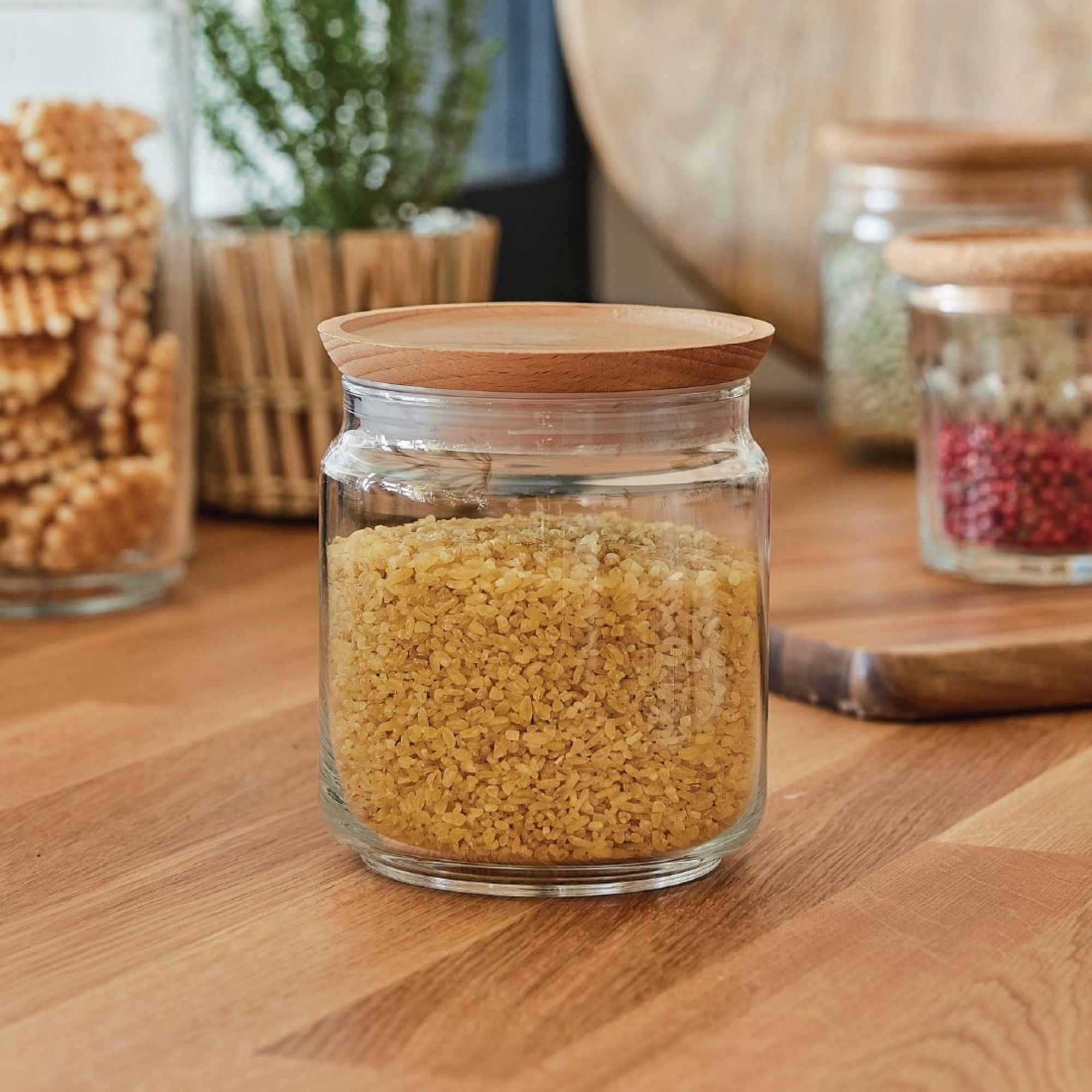 Picture of Luminarc Pure Jars & Wood Lids 750ml (6 Pack)