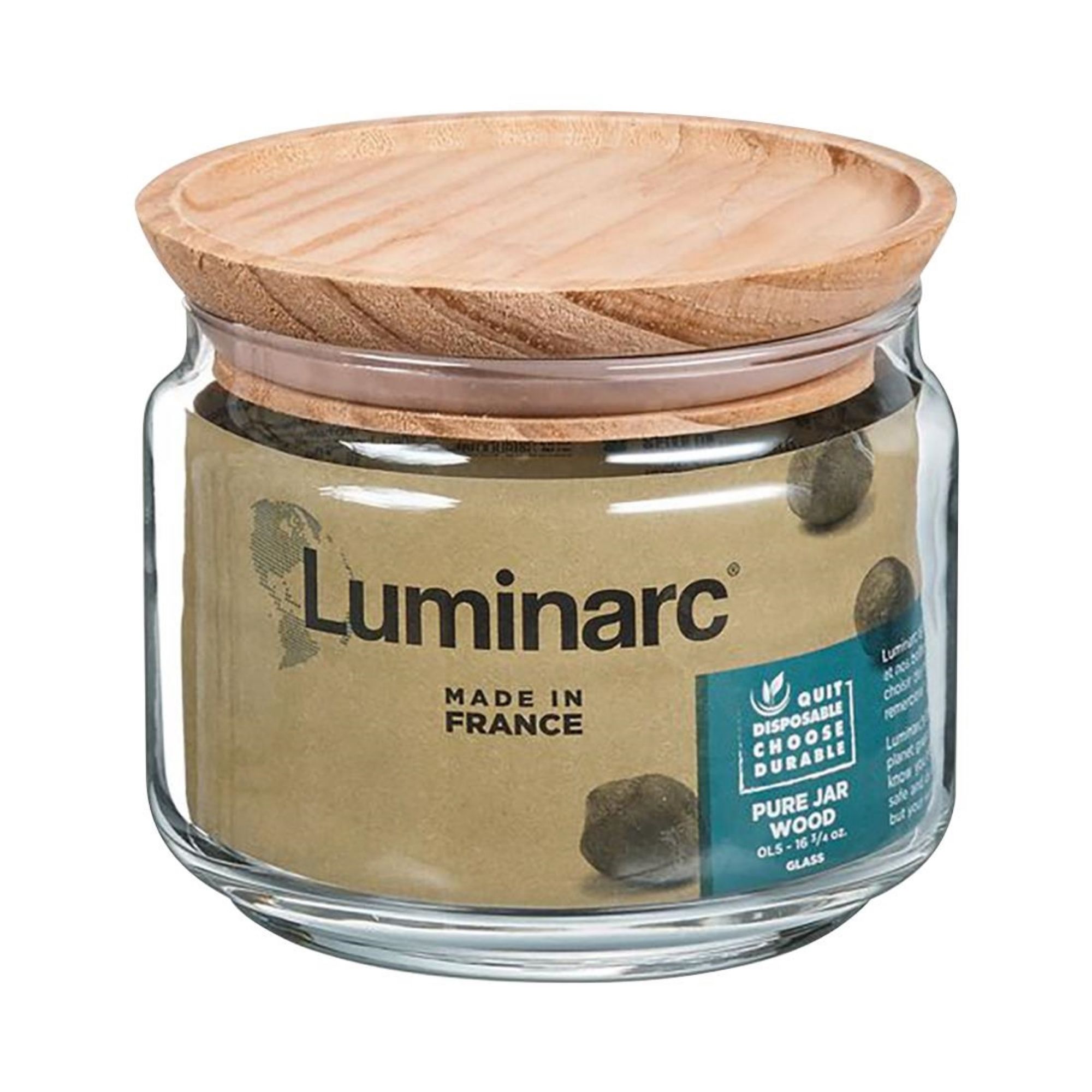 Picture of Luminarc Pure Jars & Wood Lids 500ml (6 Pack)