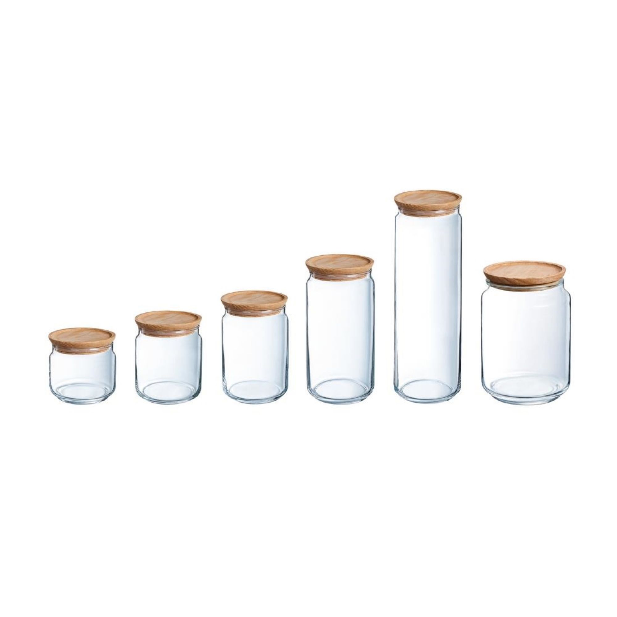 Picture of Luminarc Pure Jars & Wood Lids 500ml (6 Pack)