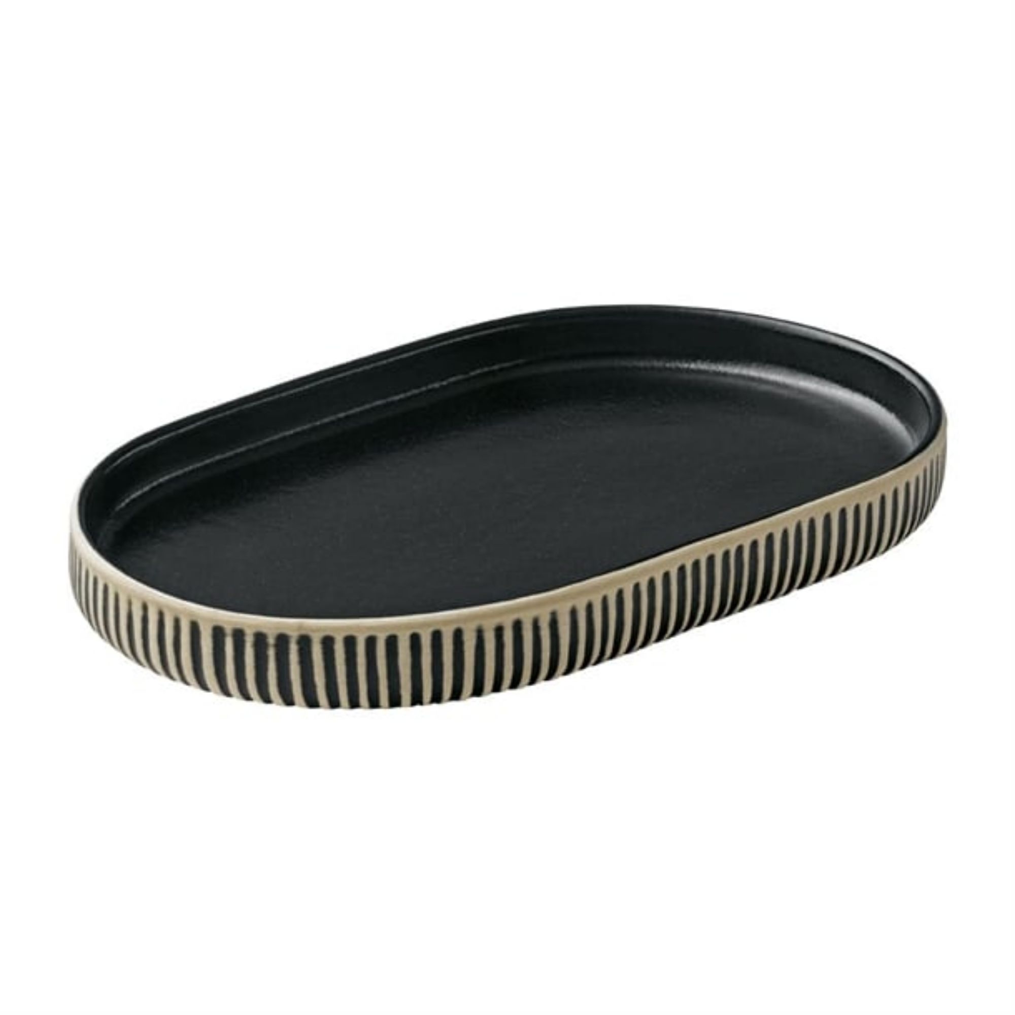 Picture of Playground Nara Black & White Oval Plates 180x110mm (6 Pack)