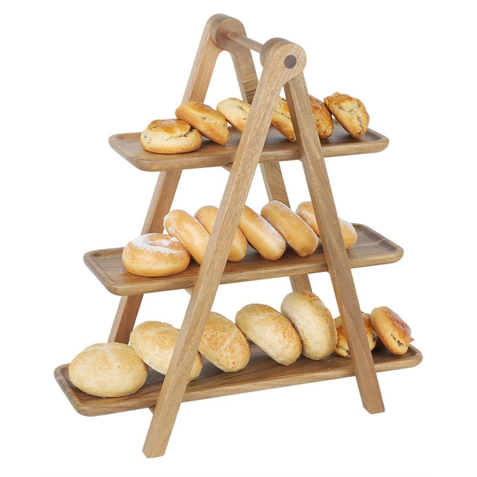 Picture of Olympia Acacia Wood 3-Tier Serving Trays with Display Stand