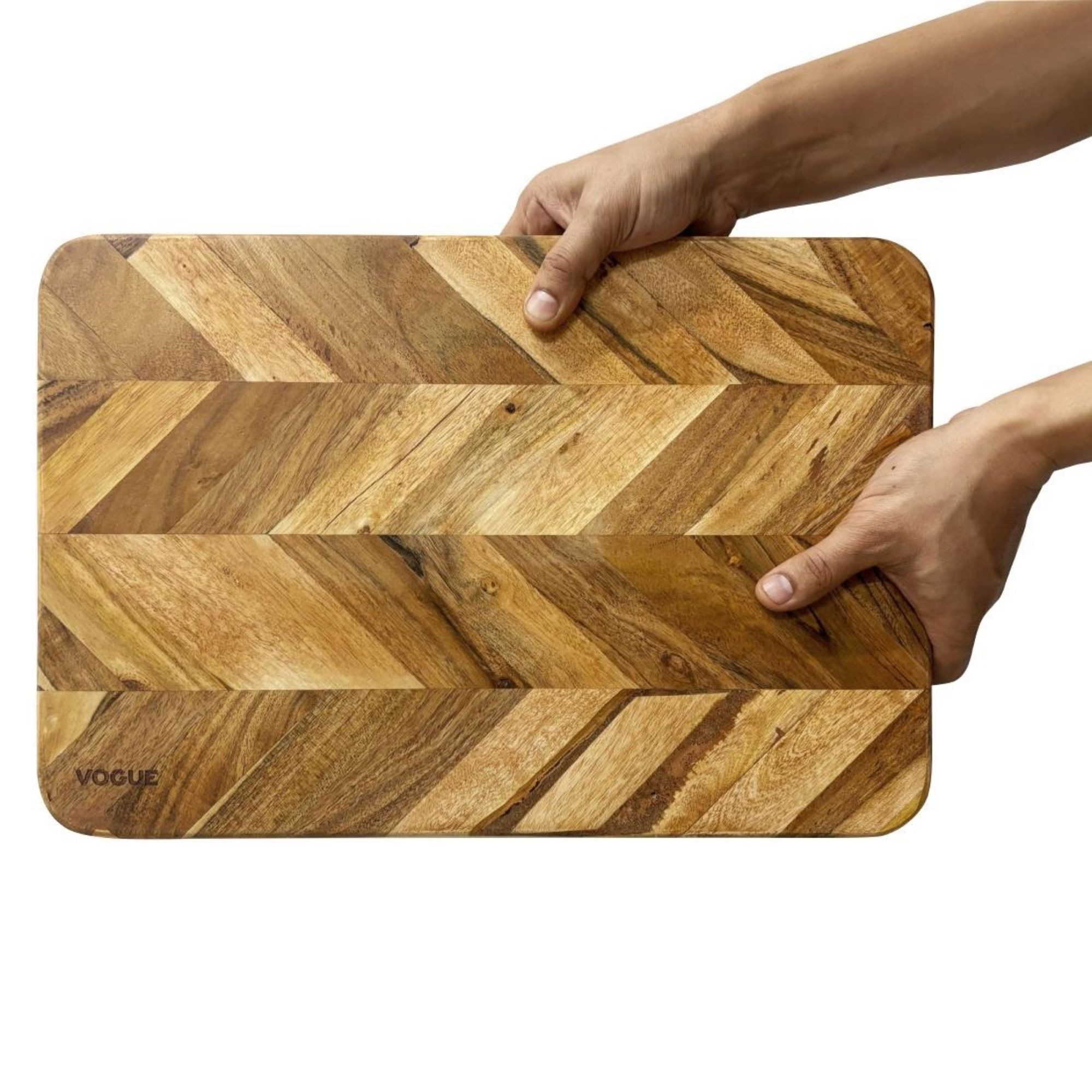 Picture of Vogue Chevron Effect Acacia Wood Chopping Board Medium 455x305mm