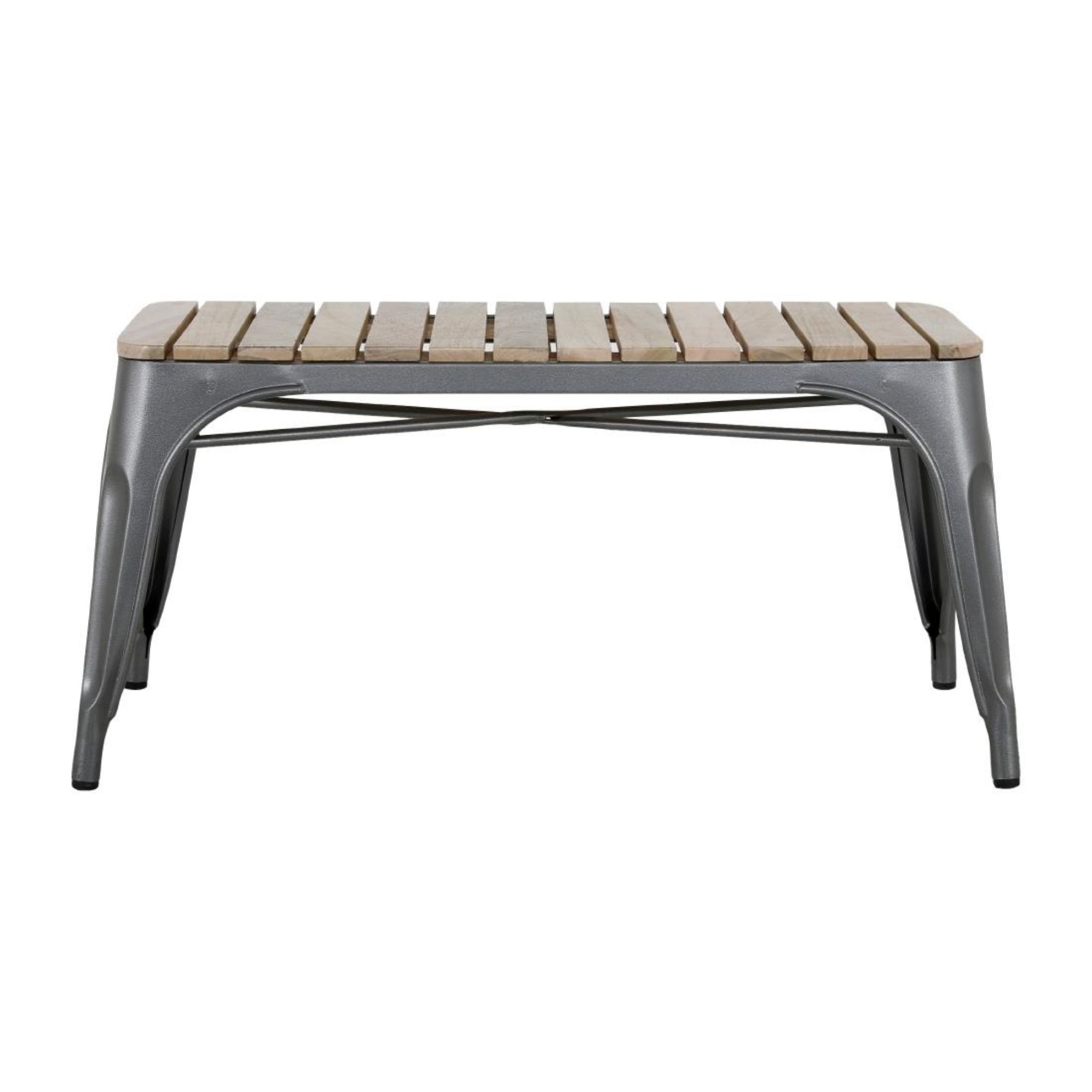 Picture of Bolero Bistro Indoor Bench Slatted Mango Wood & Gunmetal Frame 850mm (2 Pack)