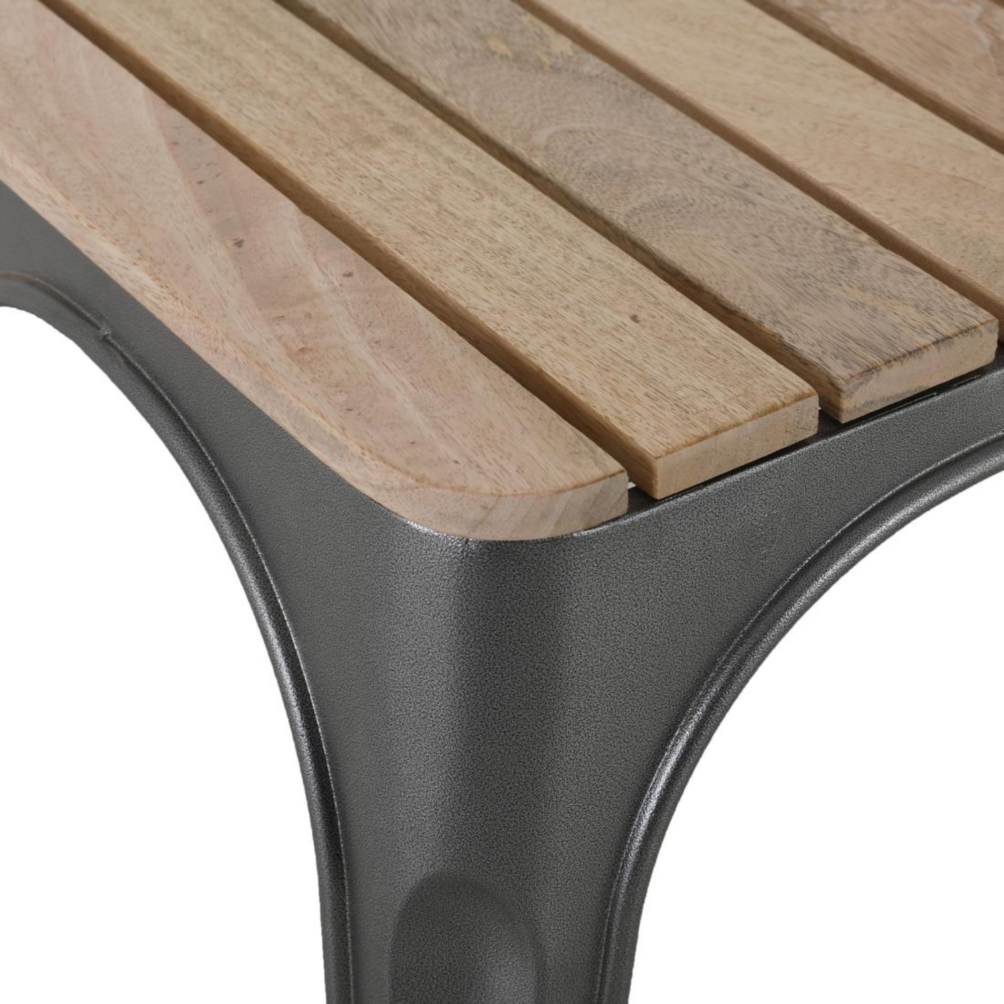 Picture of Bolero Bistro Indoor Bench Slatted Mango Wood & Gunmetal Frame 850mm (2 Pack)