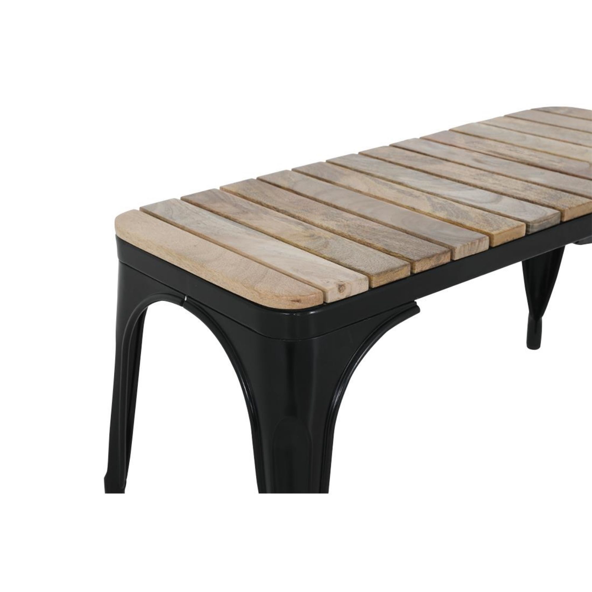 Picture of Bolero Bistro Indoor Bench Slatted Mango Wood & Black Frame 850mm (2 Pack)