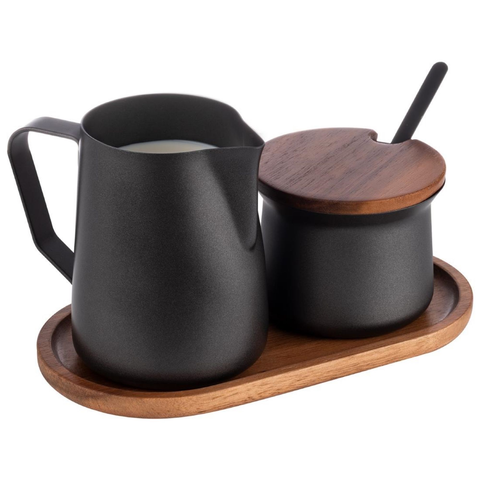 Picture of APS Acacia Wood And Stainless Steel Milk and Sugar Set