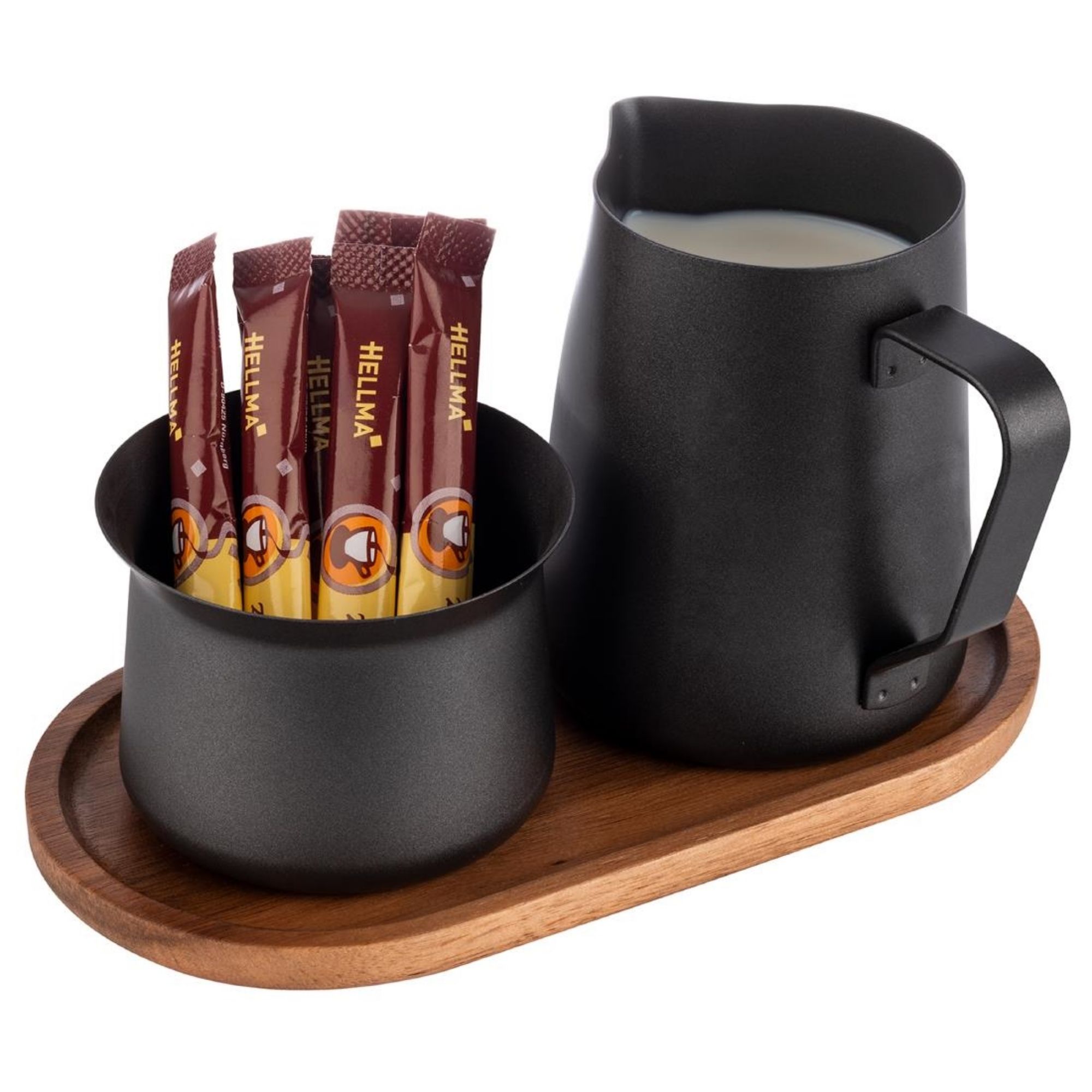 Picture of APS Acacia Wood And Stainless Steel Milk and Sugar Set