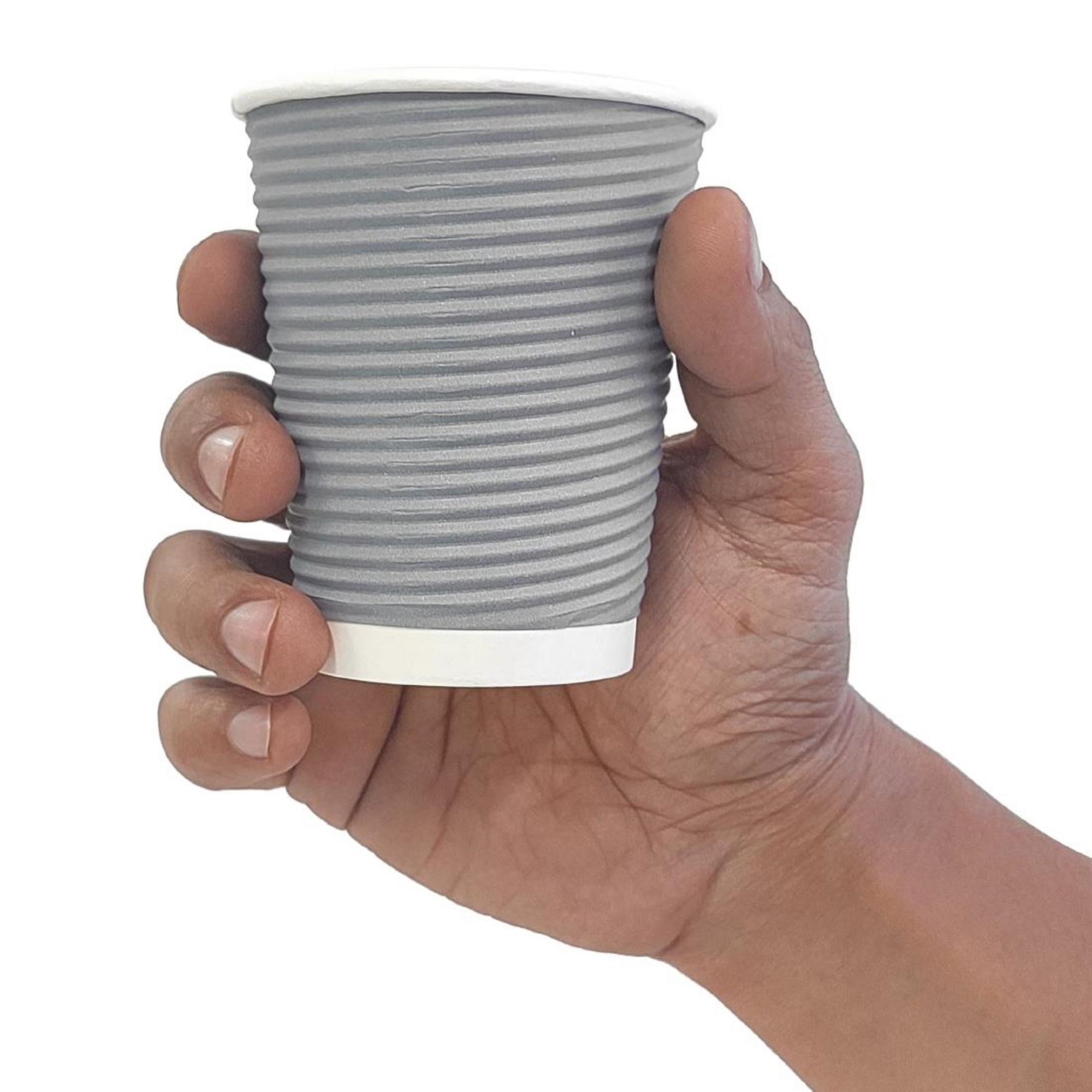 Picture of Fiesta Recyclable Coffee Cups Ripple Wall Charcoal 225ml / 8oz (500 Pack)