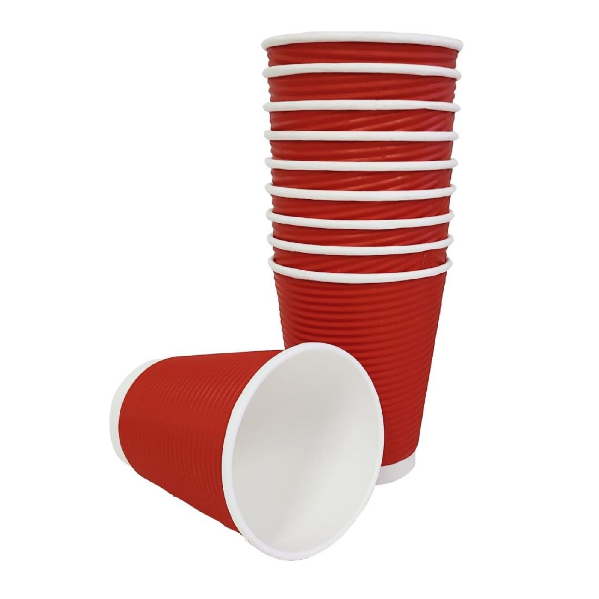 Picture of Fiesta Recyclable Coffee Cups Ripple Wall Red 340ml / 12oz (500 Pack)