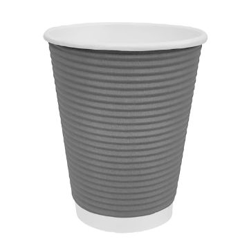 Picture of Fiesta Recyclable Coffee Cups Ripple Wall Charcoal 225ml / 8oz (25 Pack)