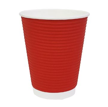 Picture of Fiesta Recyclable Coffee Cups Ripple Wall Red 340ml / 12oz (25 Pack)