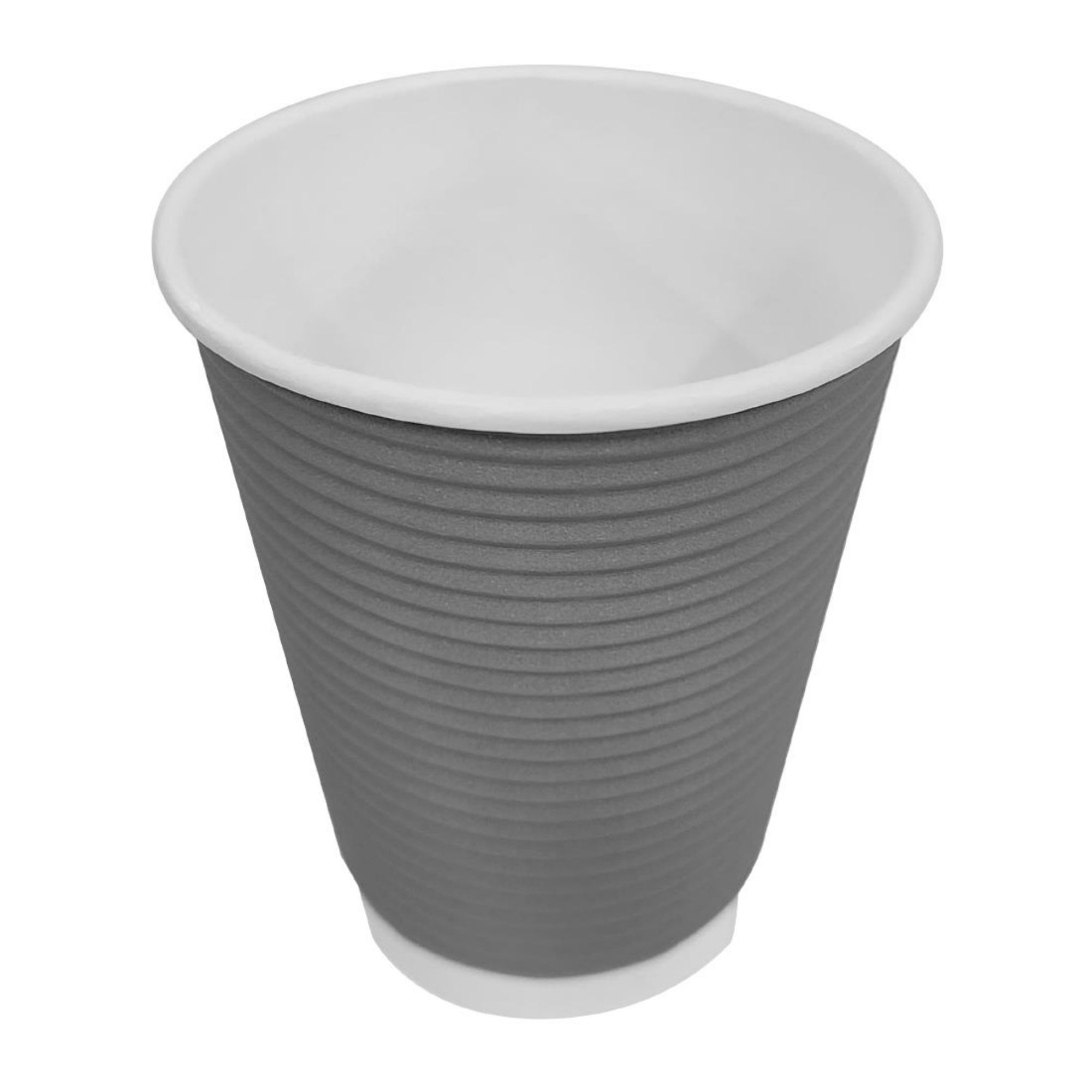 Picture of Fiesta Recyclable Coffee Cups Ripple Wall Charcoal 340ml / 12oz (25 Pack)
