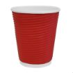Picture of Fiesta Recyclable Coffee Cups Ripple Wall Red 225ml / 8oz (25 Pack)