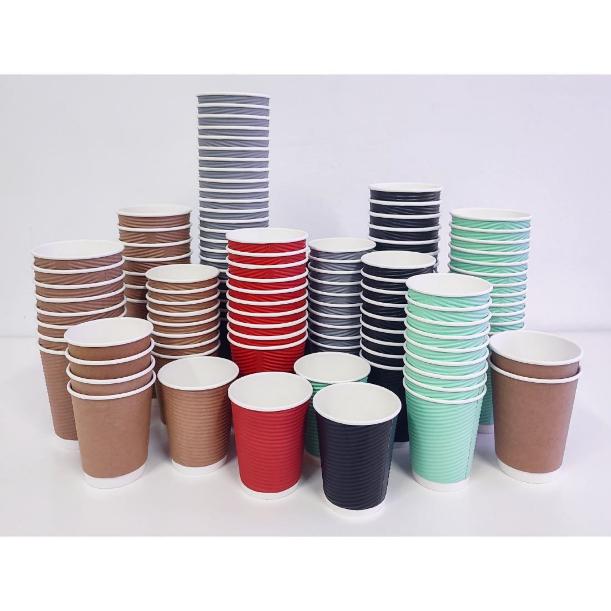 Picture of Fiesta Recyclable Coffee Cups Ripple Wall Red 225ml / 8oz (25 Pack)