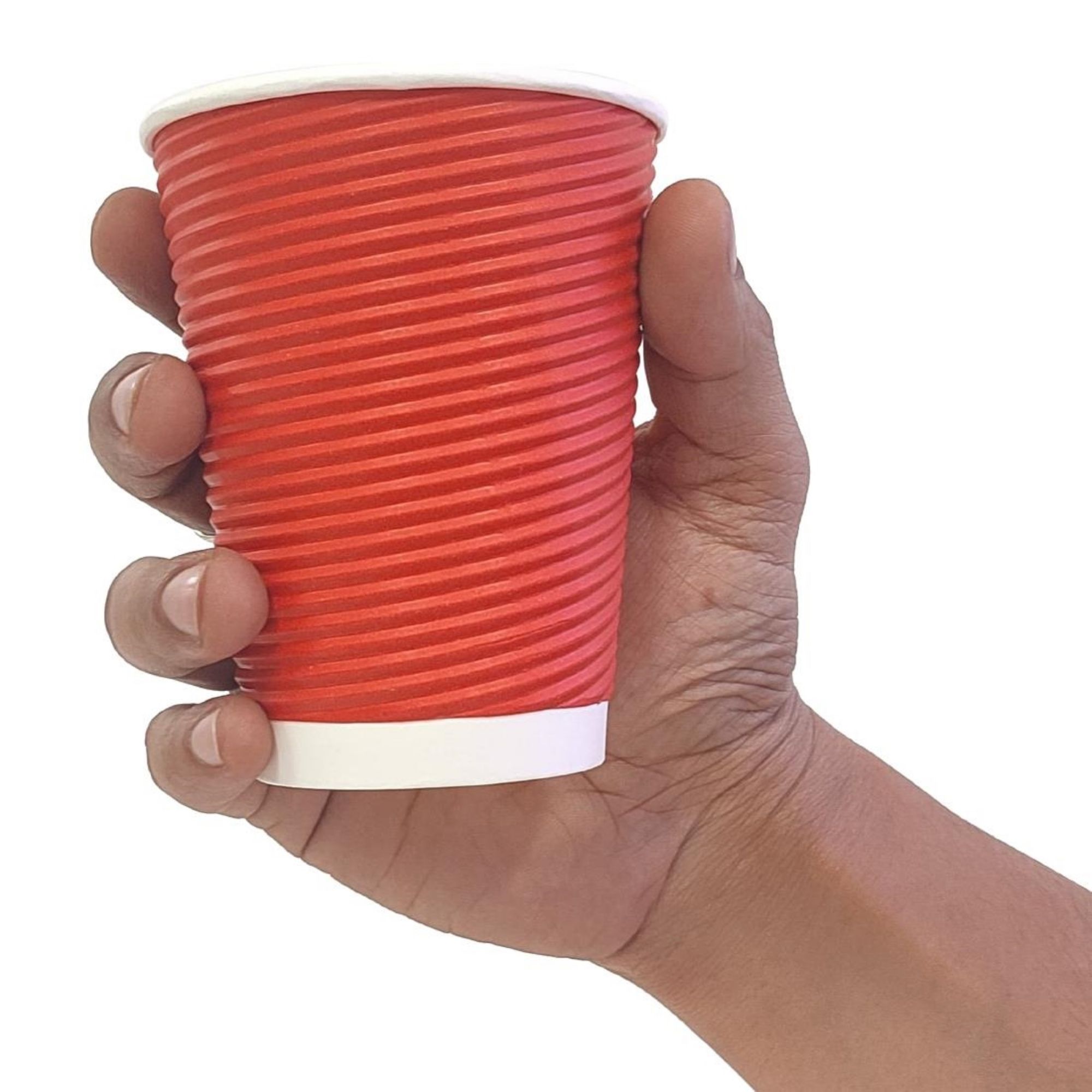 Picture of Fiesta Recyclable Coffee Cups Ripple Wall Red 340ml / 12oz (25 Pack)